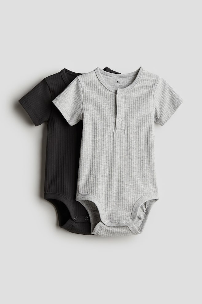 2er-Pack Henley-Bodys - Dunkelgrau/Hellgraumeliert - 1