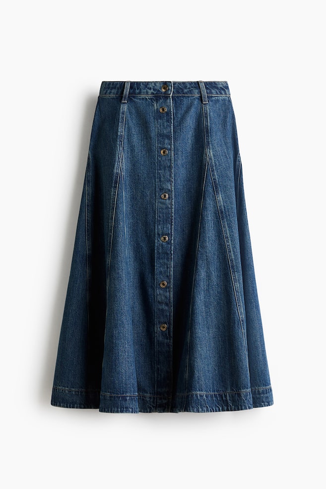 Falda evasé en denim - Azul denim/Azul denim oscuro - 1