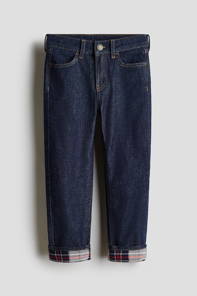 Slim Fit Lined Jeans - Denim blue/Dark grey - 1