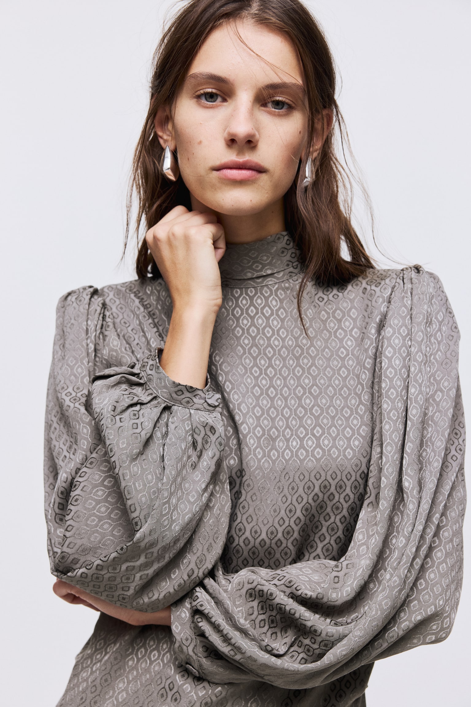 Tie-neck satin dress - Light purple - 5