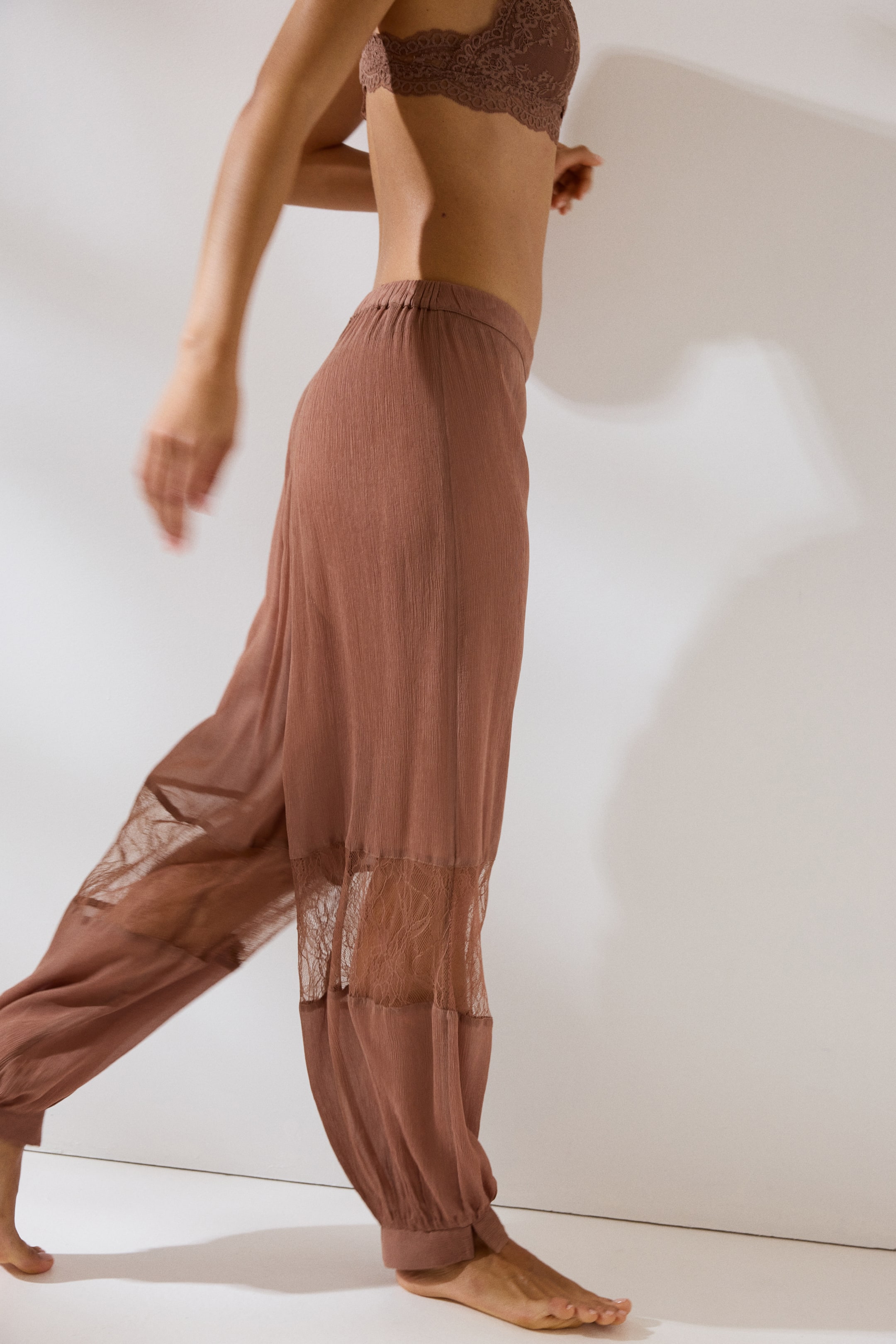 Lace-Detail Pajama Pants