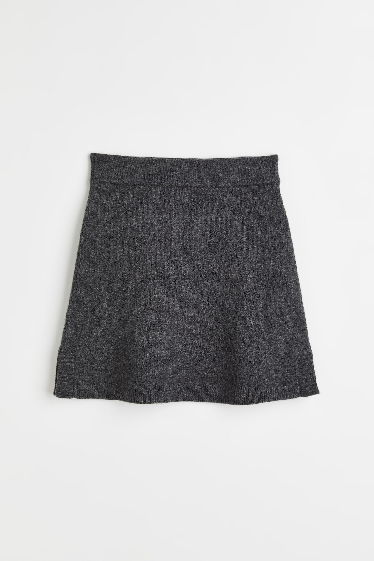 Wool-blend skirt - High waist - Short - Dark grey marl - Ladies | H&M GB