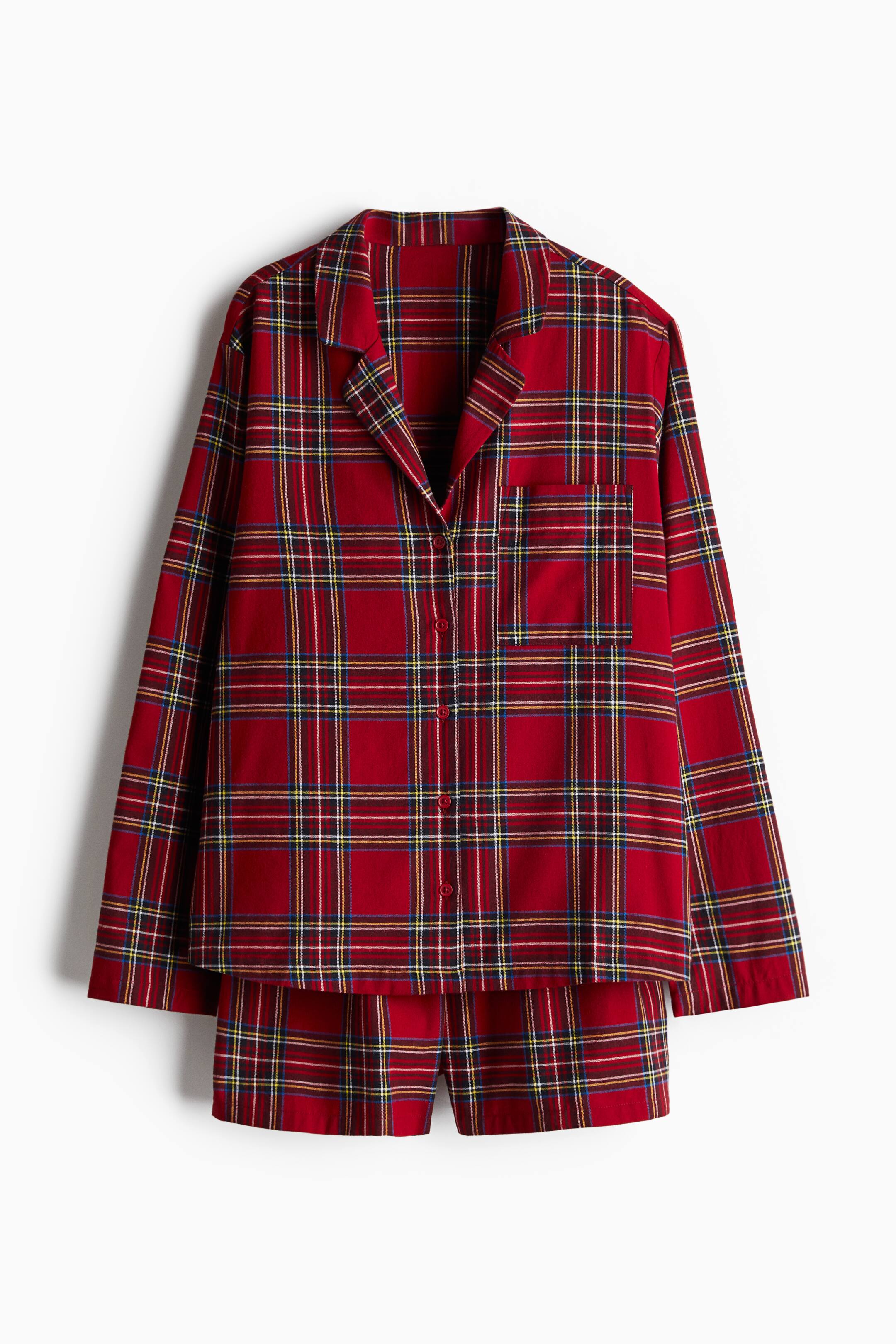 View larger image: Cotton Pyjama Set - Dark red/Check - Ladies | H&M AU 1
