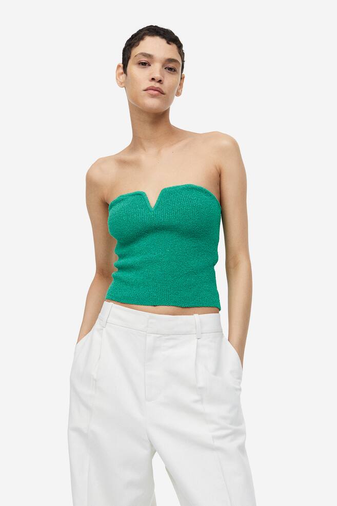 Textured-knit tube top - Green/Black/Red - 1
