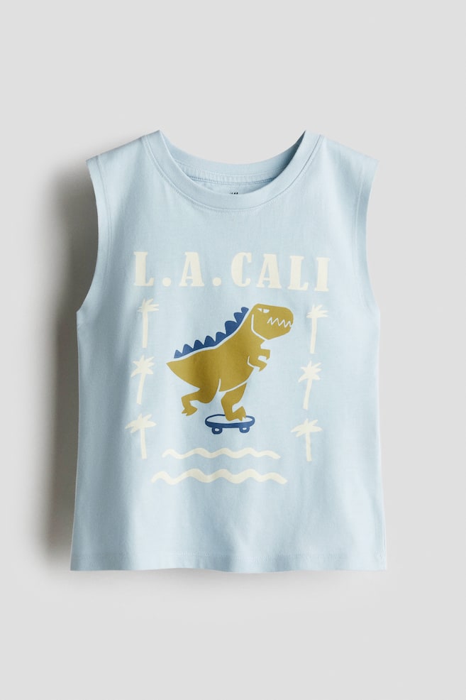 Tanktop met print - Lichtblauw/L.A. Cali - 1