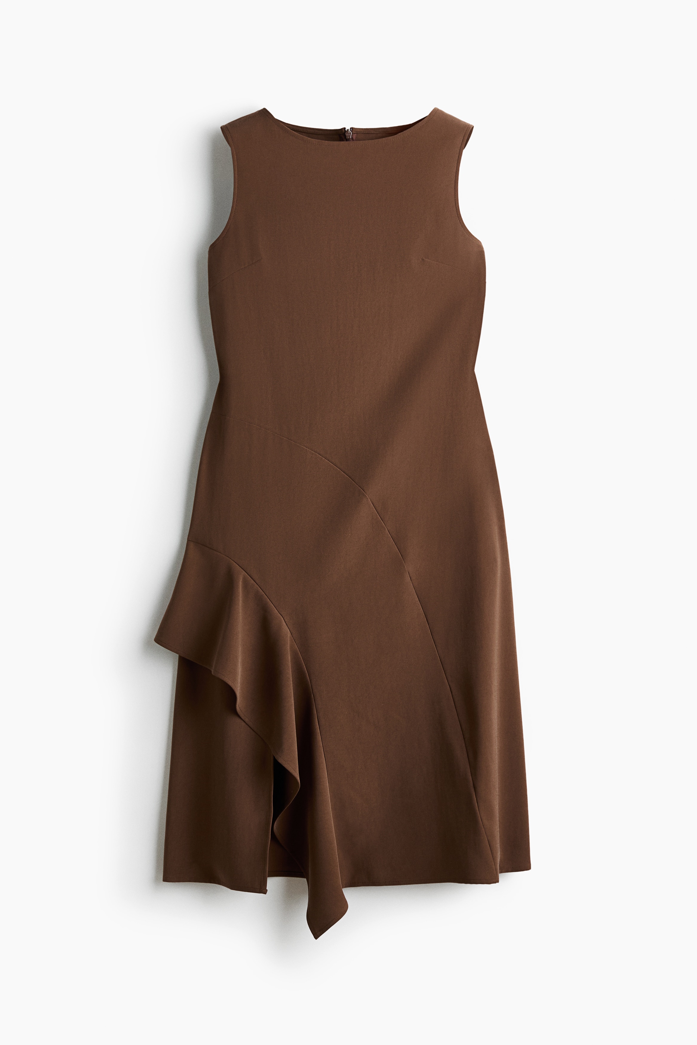 Asymmetric sleeveless dress - Brown