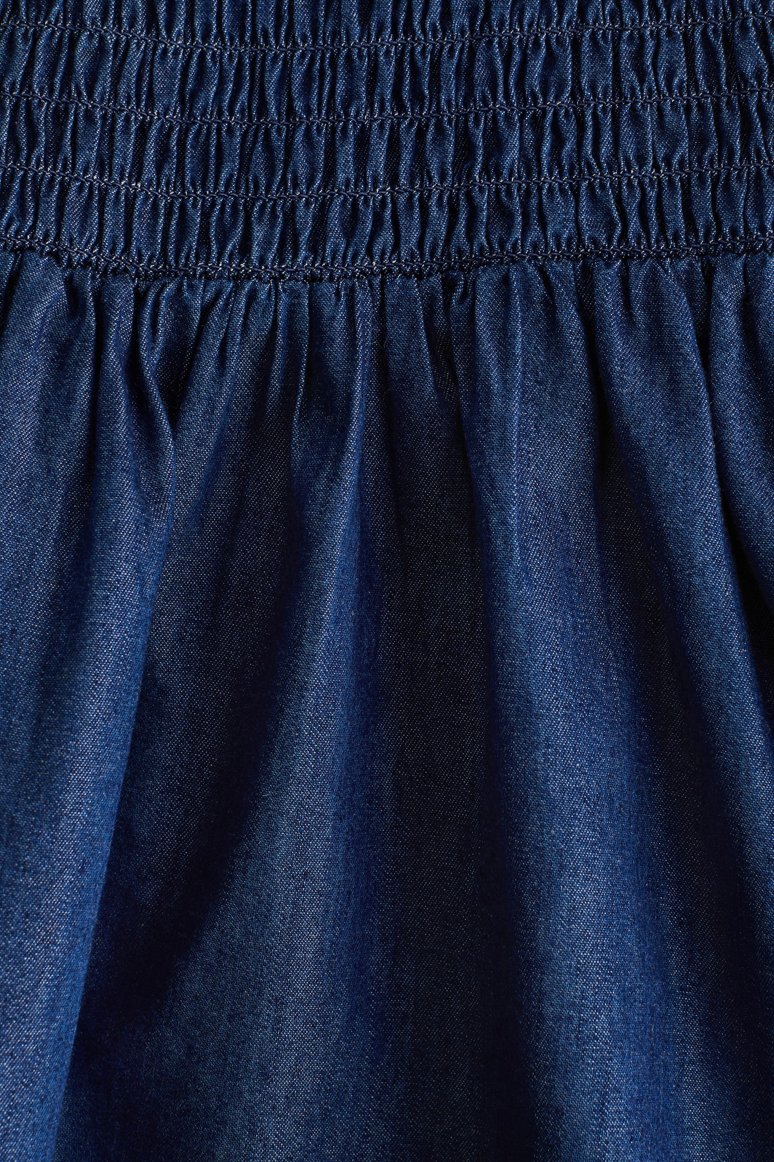 Smockad jeansklänning - Mörk denimblå - 3
