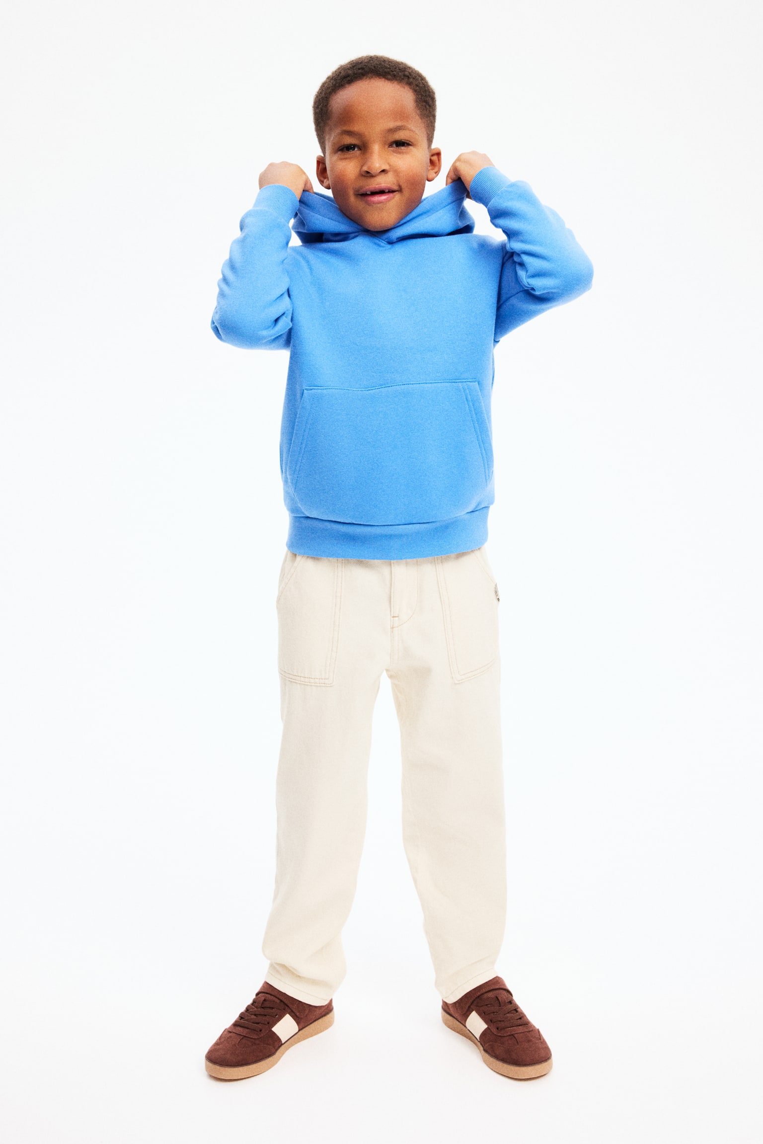 Loose Fit Tapered Leg Jeans - Cream/Denim blue - 2