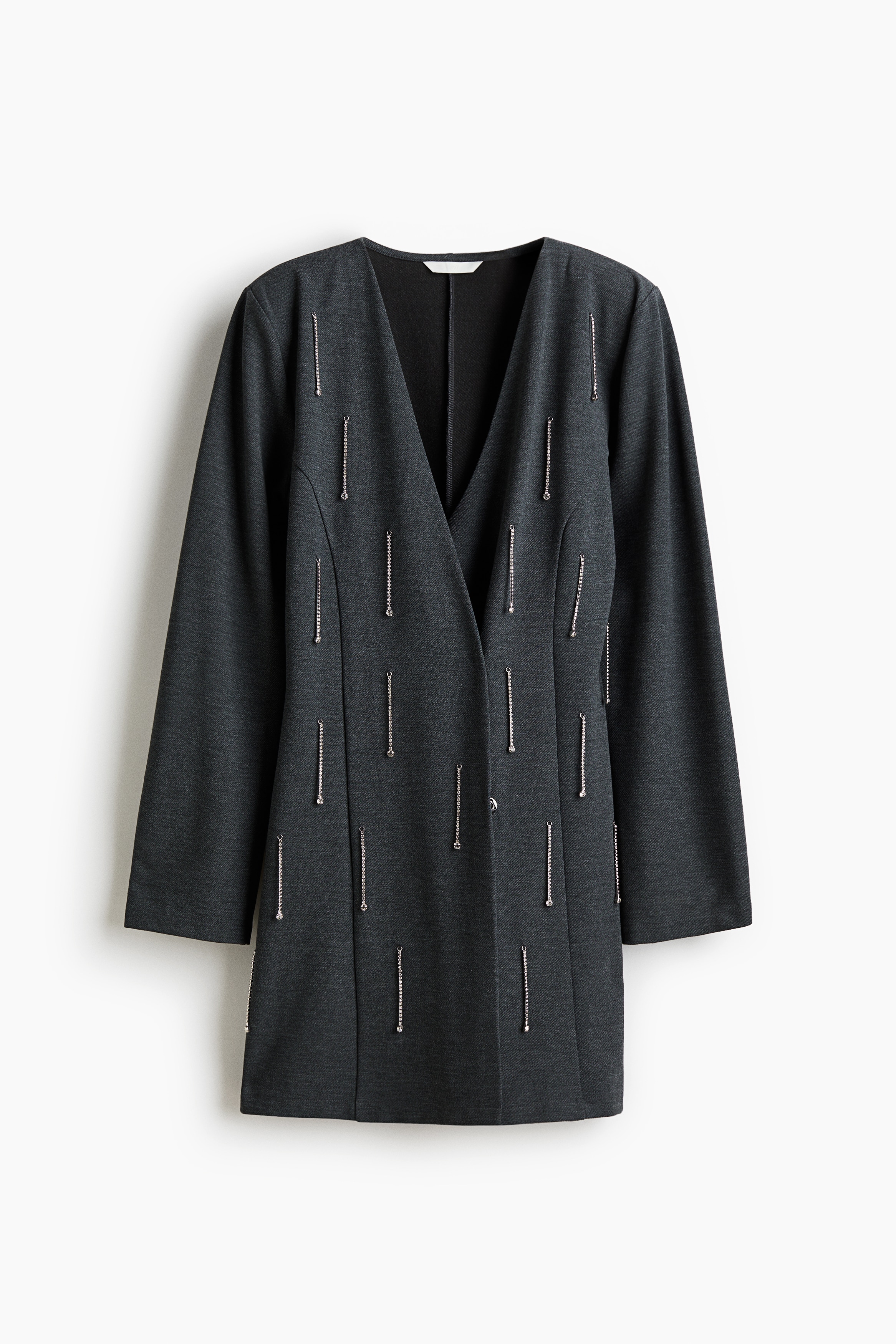 Kjole med strass - Mørk gråmelert