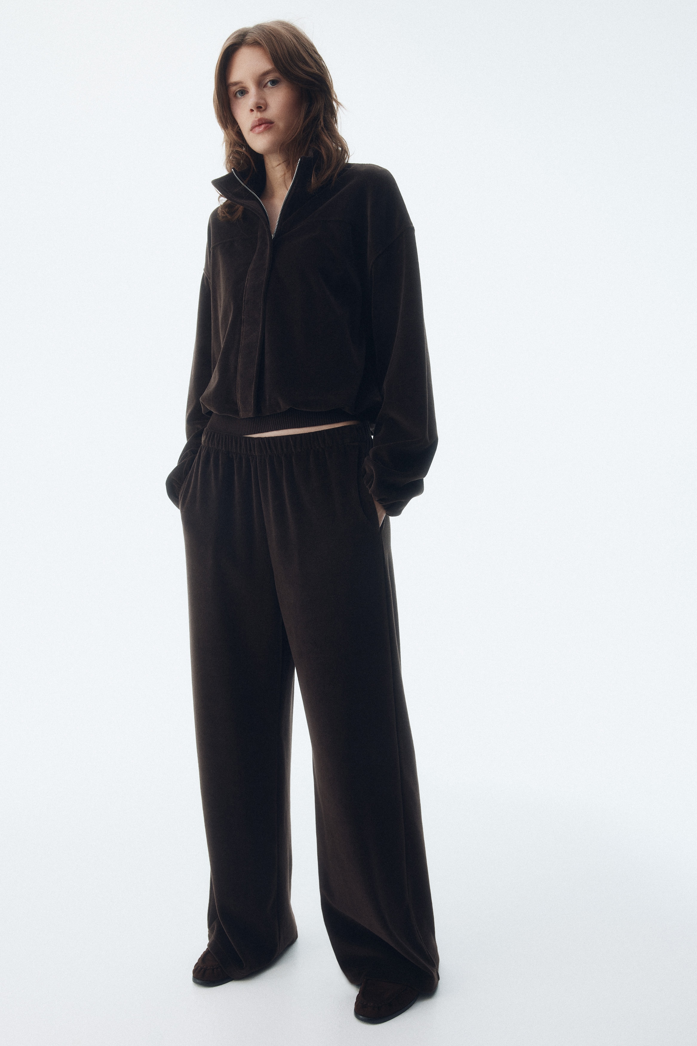 Velour pull-on trousers