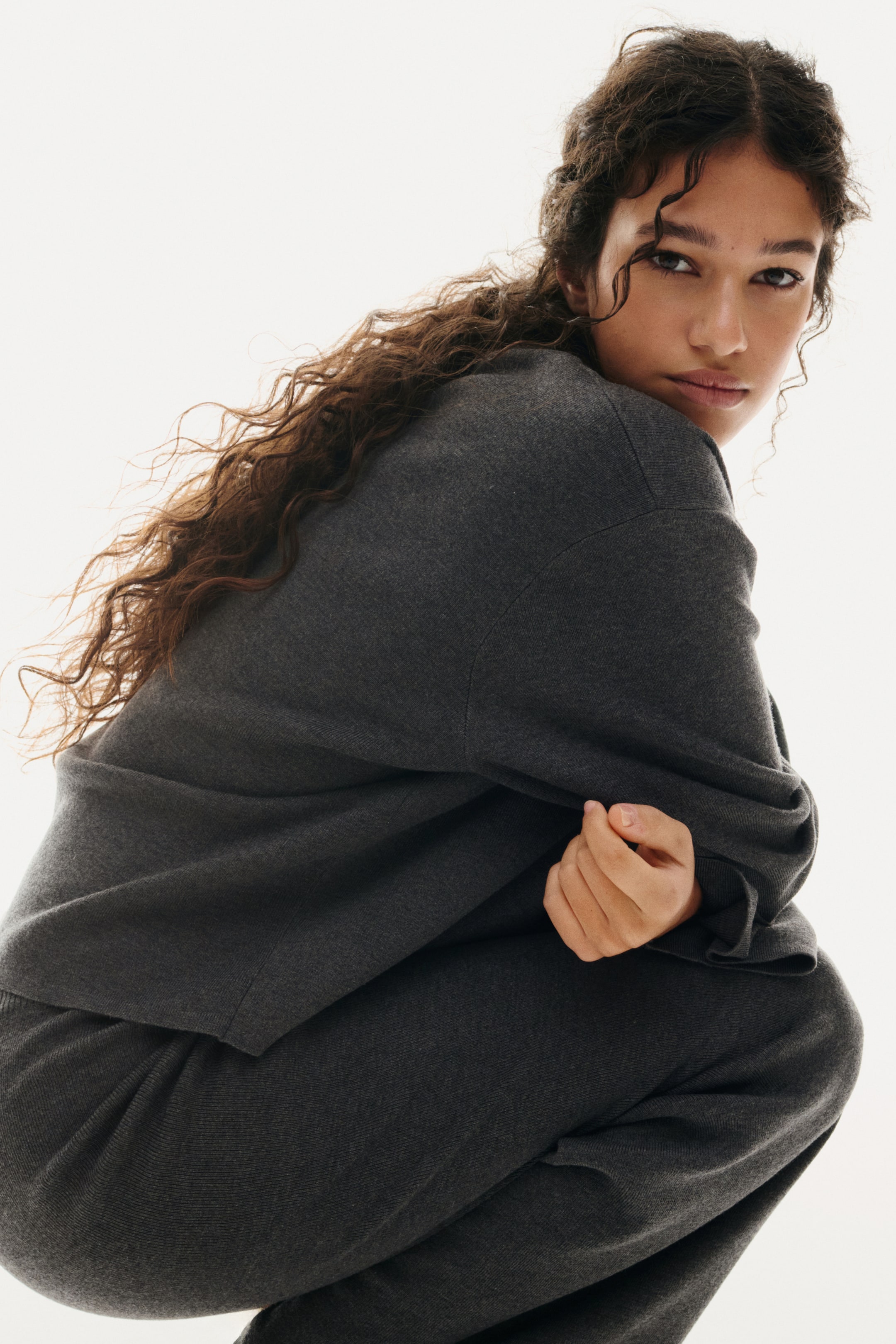 Visa större bild: Finstickad byxa - Mörkgrå - DAM | H&M SE 4