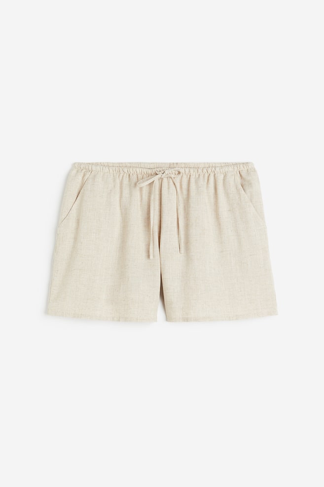 H&M+ Linen-blend pull-on shorts - Light beige - 1