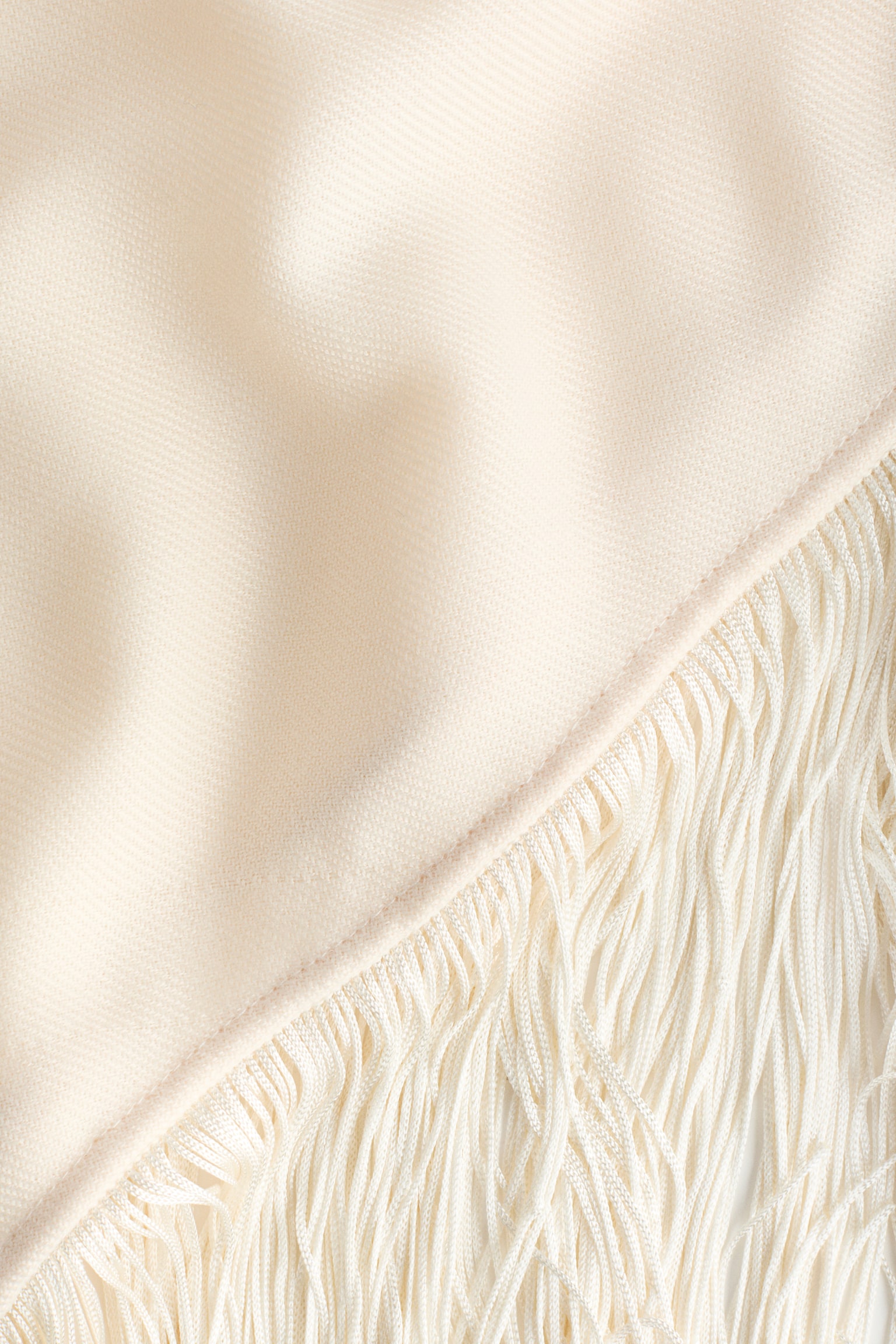 Fringe-trimmed scarf - Cream/Black - 3