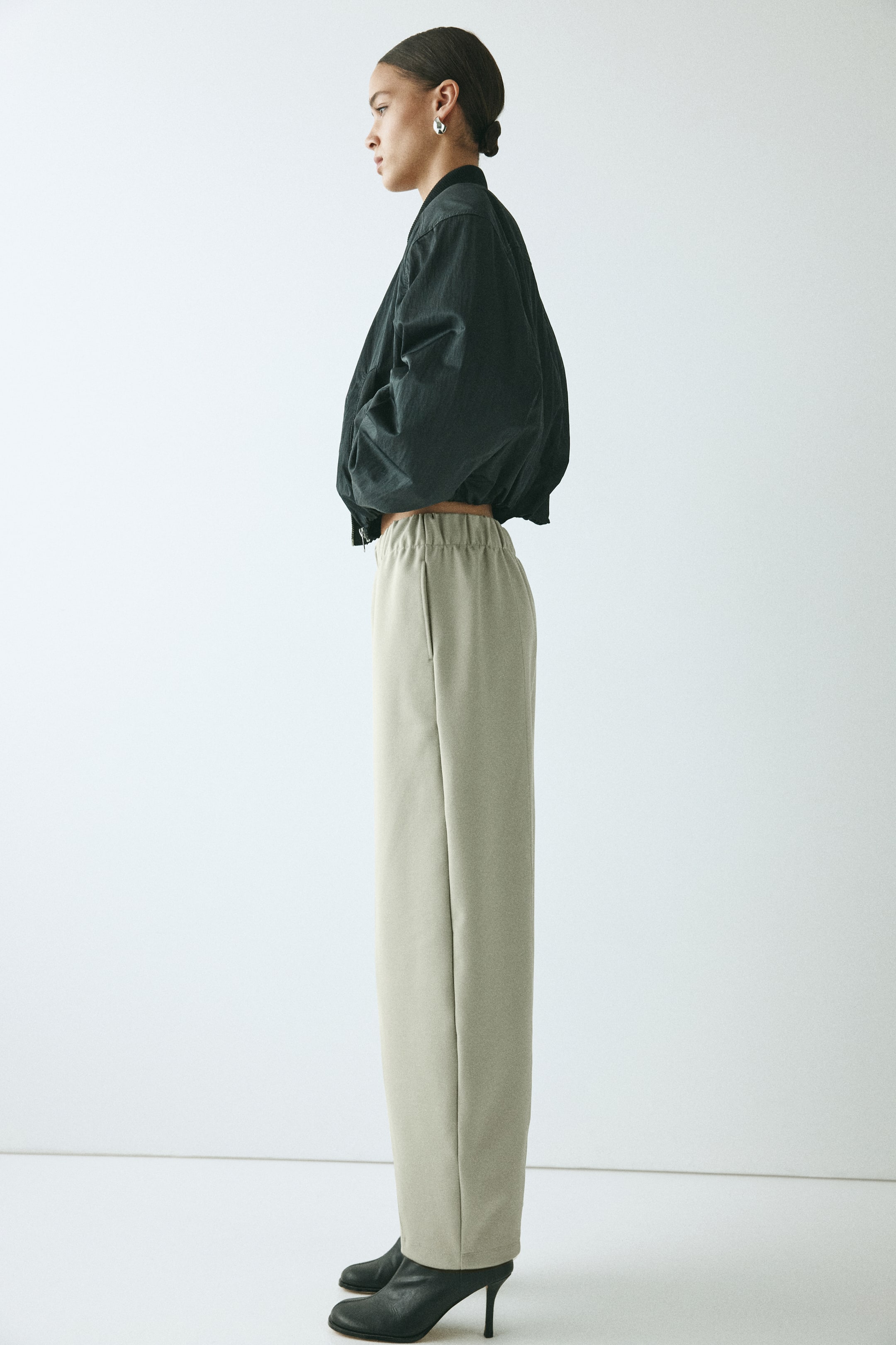Pantalon à jambes barrel en jersey point de Rome