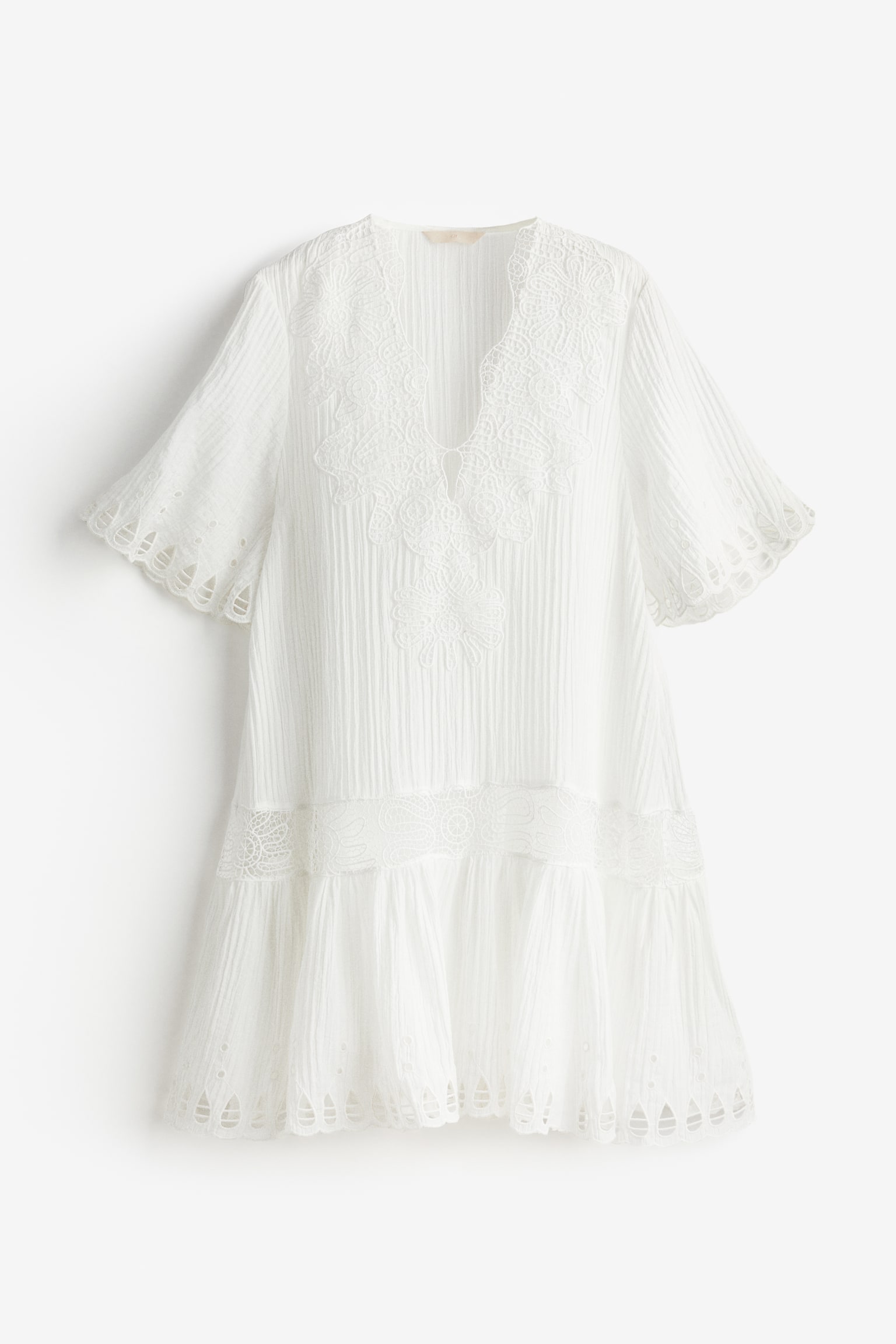 Embroidered Dress - White - 2