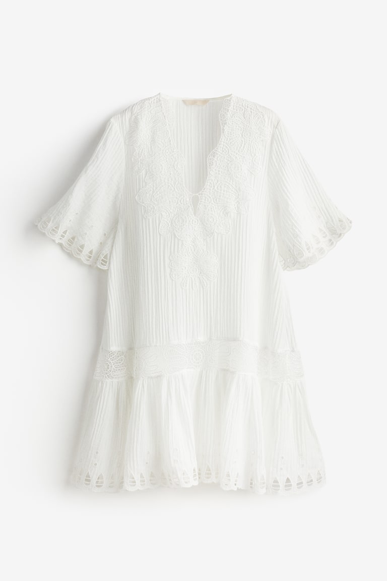 h&m white embroidered dress Women's White Embroidered dress