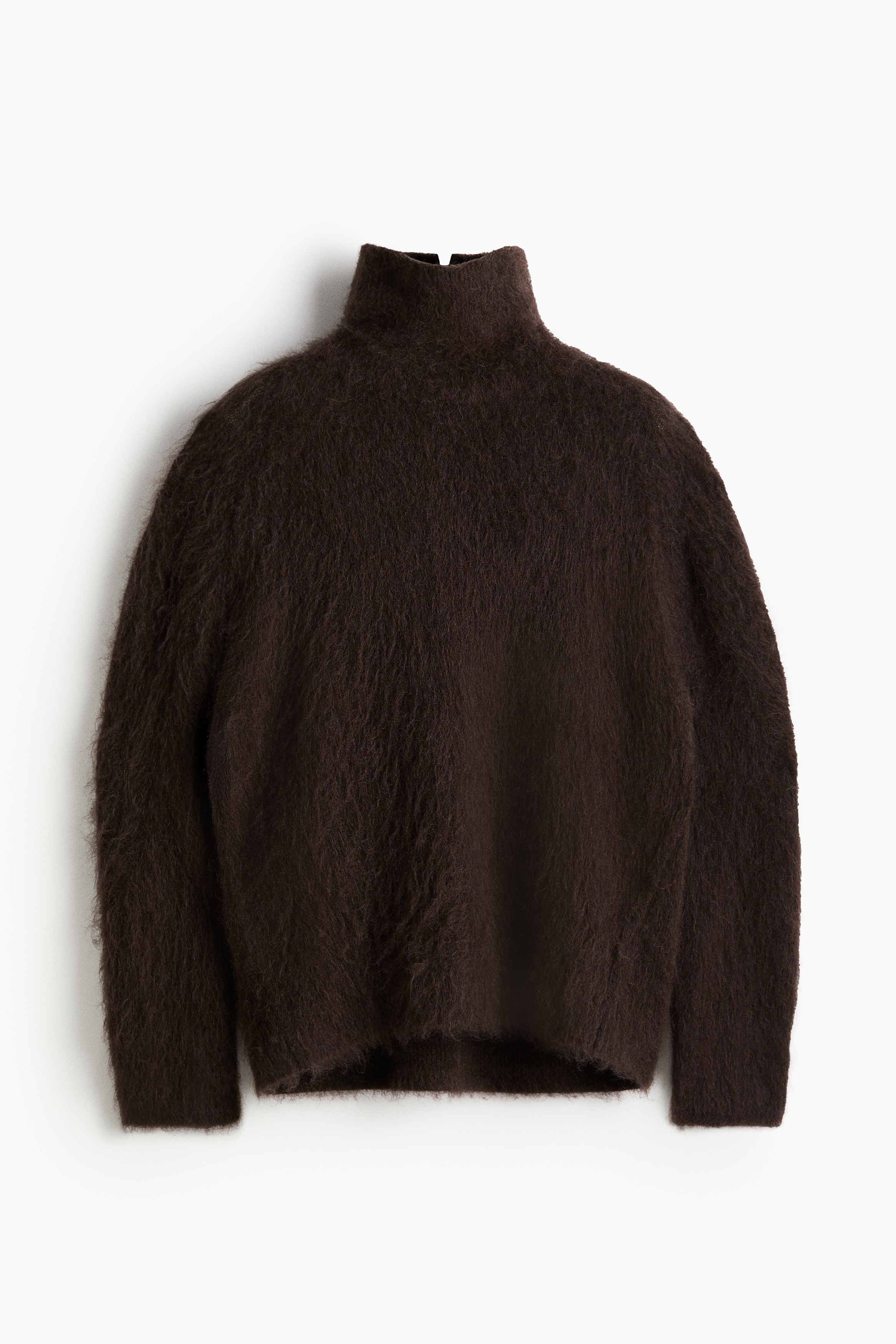 High-collar mohair-blend jumper - Dark brown/Cream