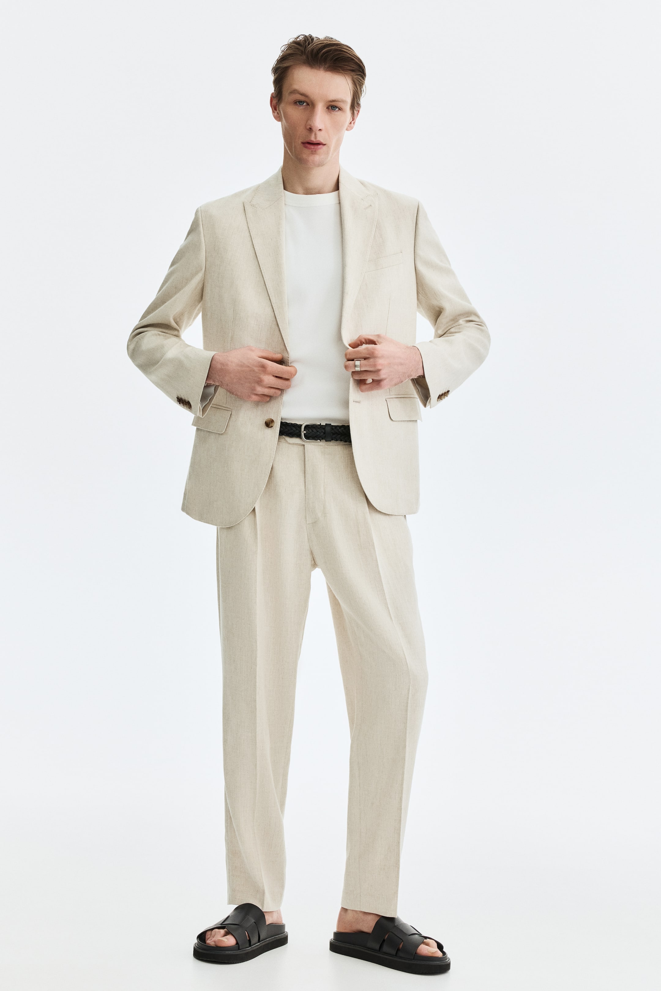 Мужские куртки H&M Regular-Fit Linen-Blend Jacket — фото 4