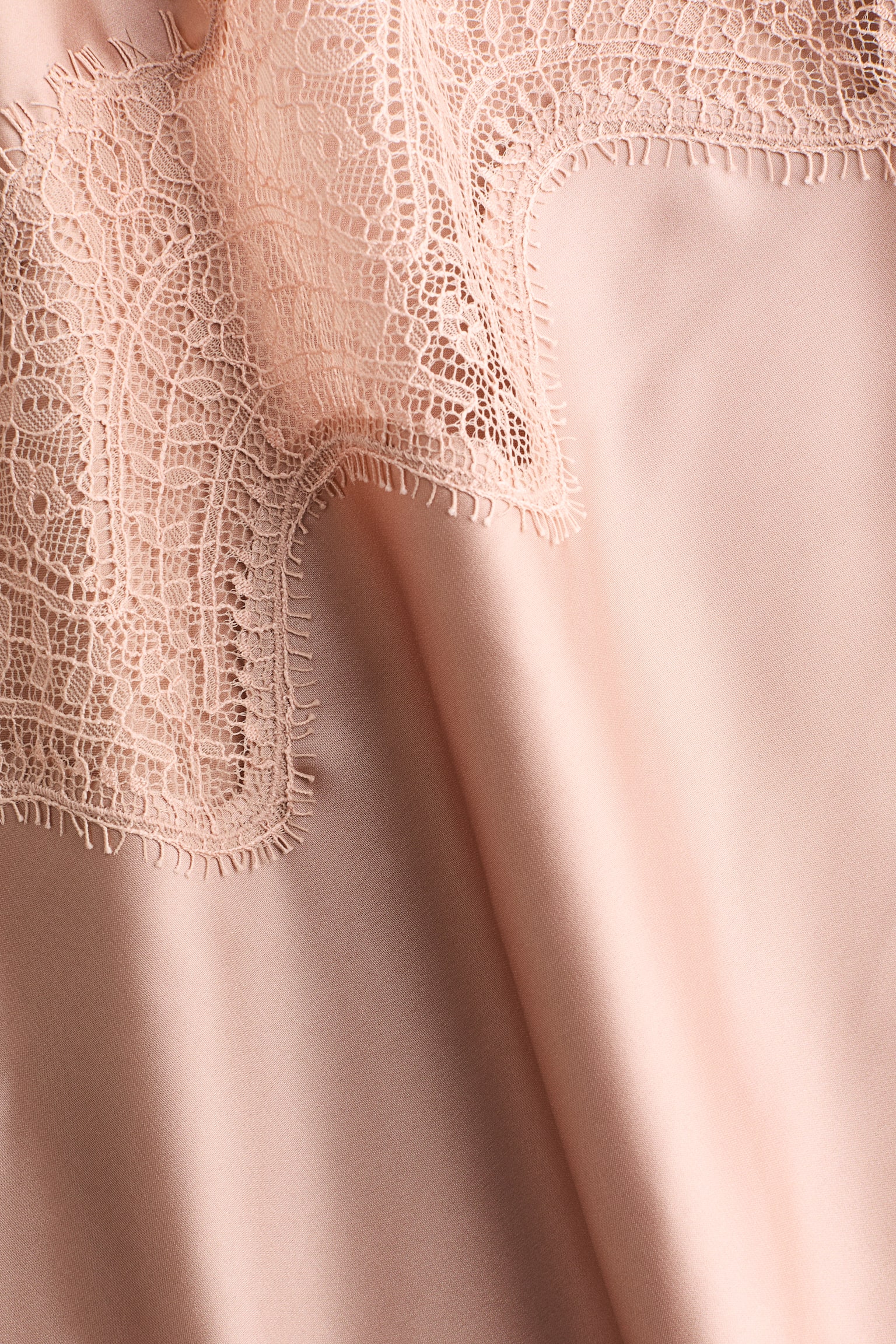 Lace-Trimmed Satin Camisole Top-Light dusty pink - 5