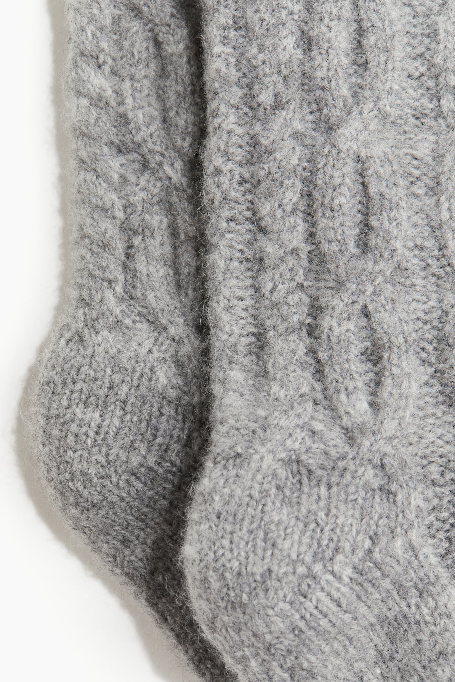 Cable-knit socks - Light grey marl/Cream - 2