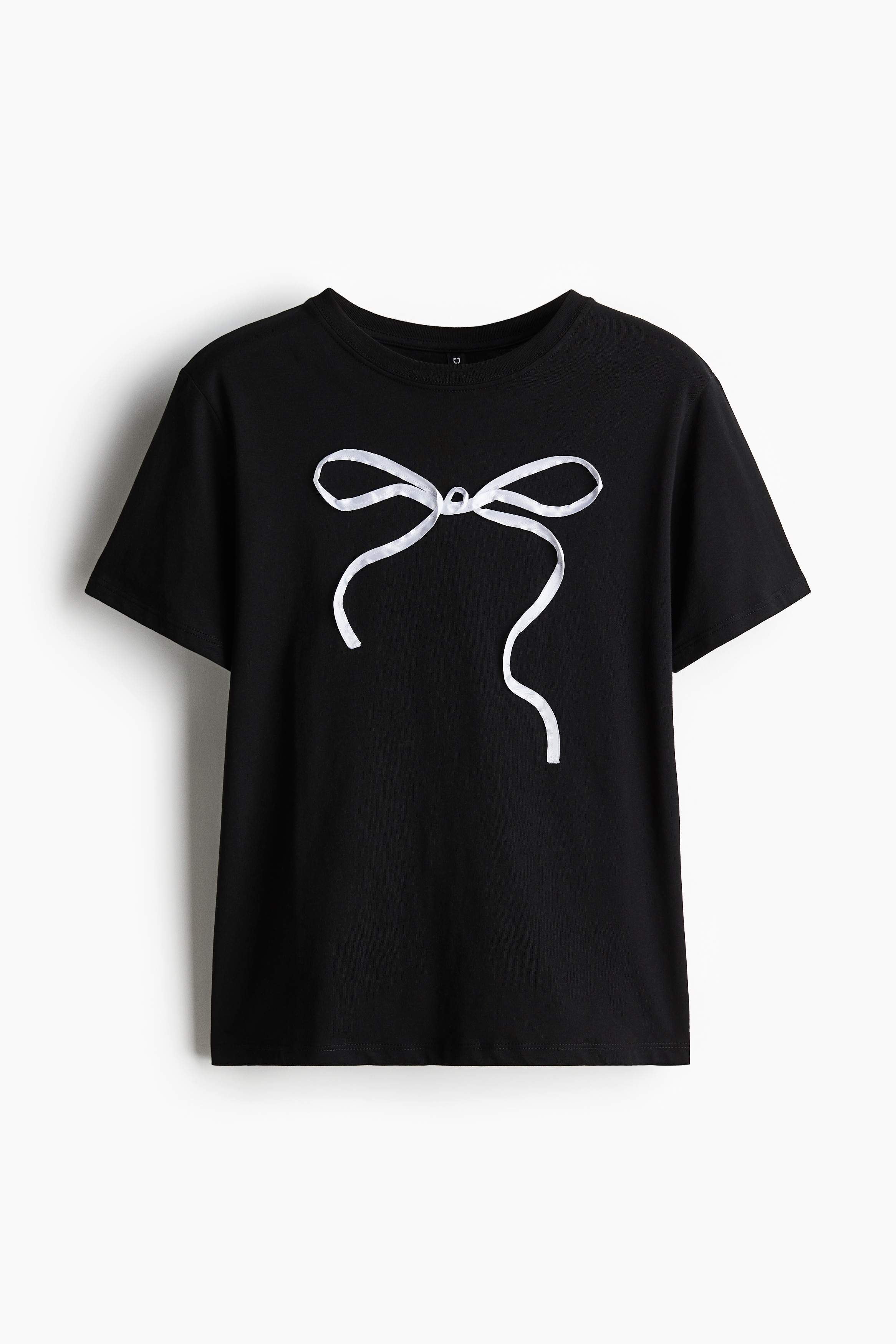 T-Shirt mit Motiv - Schwarz/Schleife/Schwarz/Schmetterlinge/Cremefarben/Schmetterlinge