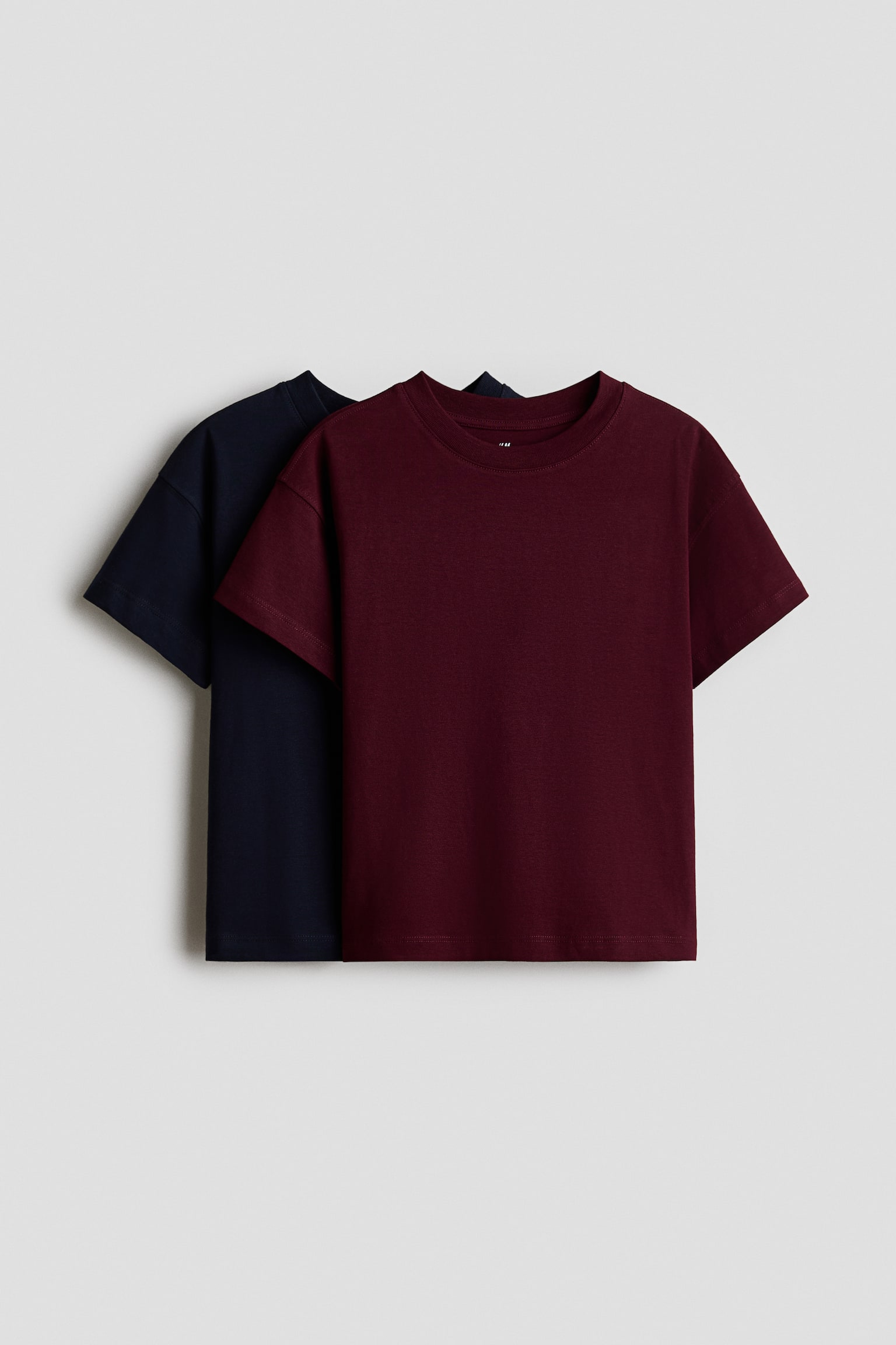 2-pack cotton T-shirts - Dark red/Navy blue/Dark red/Striped/Dark brown/Bright blue