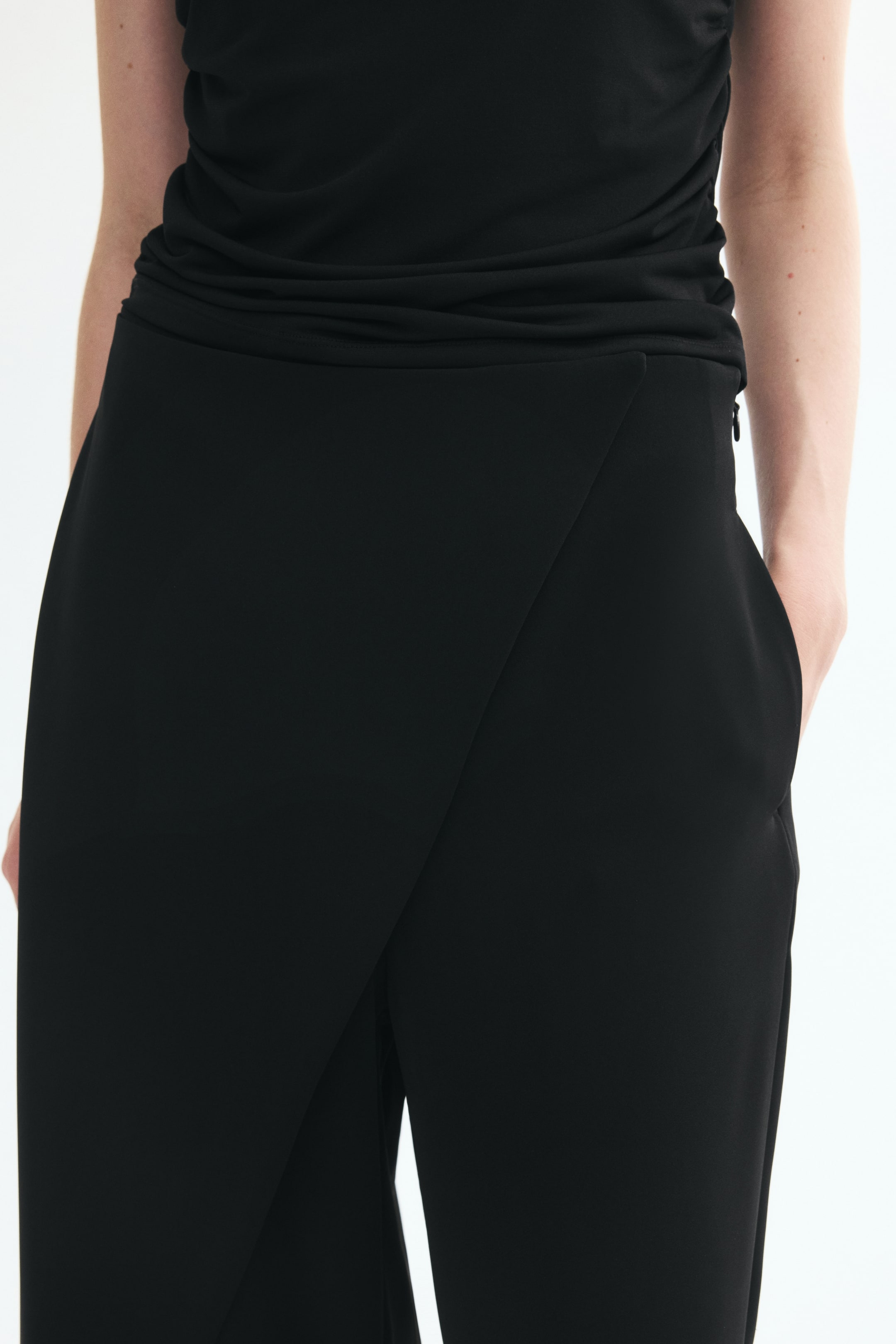 Wrap-Detail Twill Pants