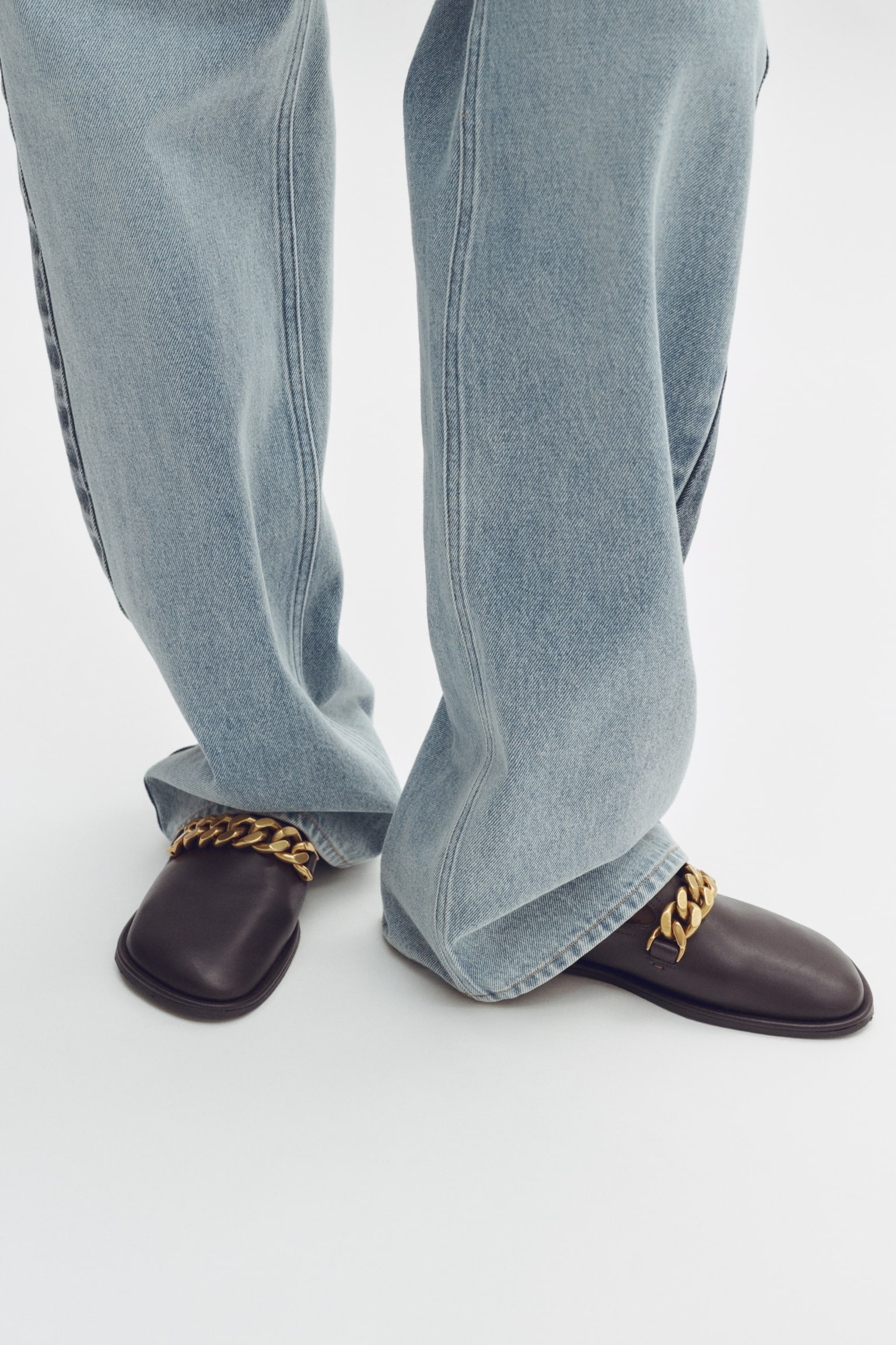 Chain-Detail Loafers-Dark brown - 3