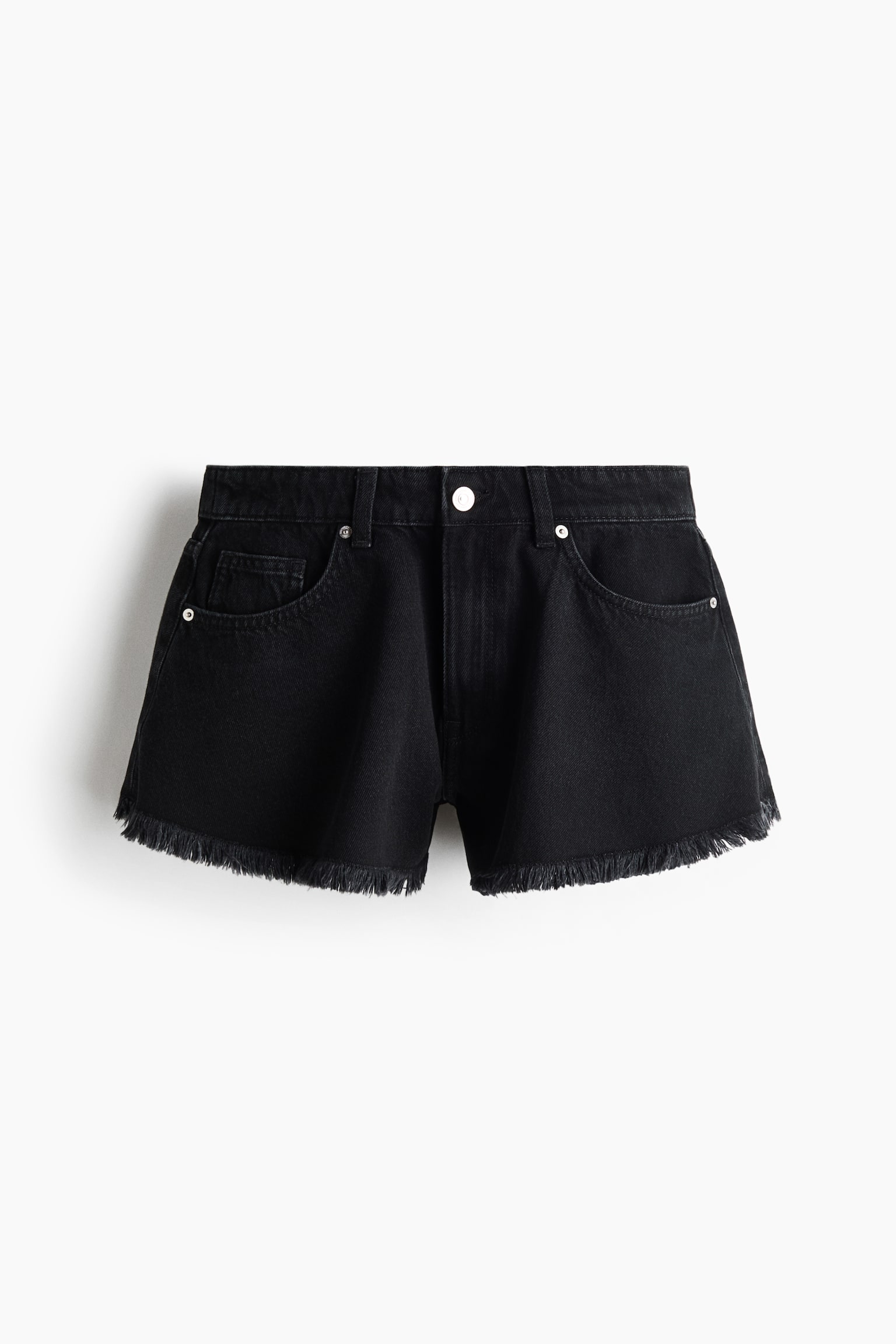 Женские шорты H&M Frayed Denim Shorts, цвет: Чёрный — фото 1