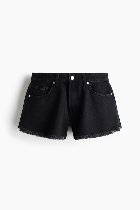 Женские шорты H&M Frayed Denim Shorts, цвет: Чёрный