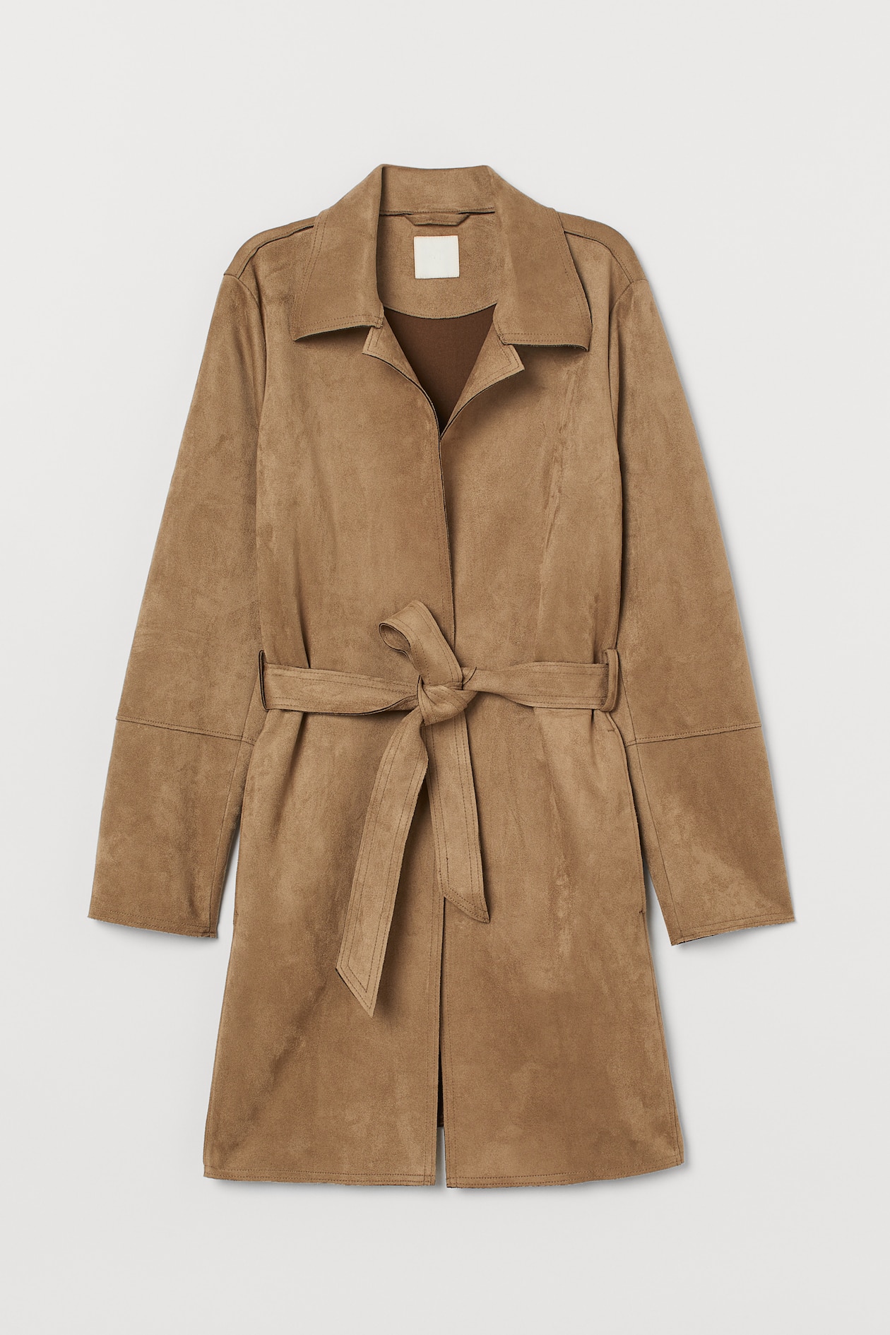 Mantel aus Velourslederimitat - Langarm - Dunkelbeige - Ladies 