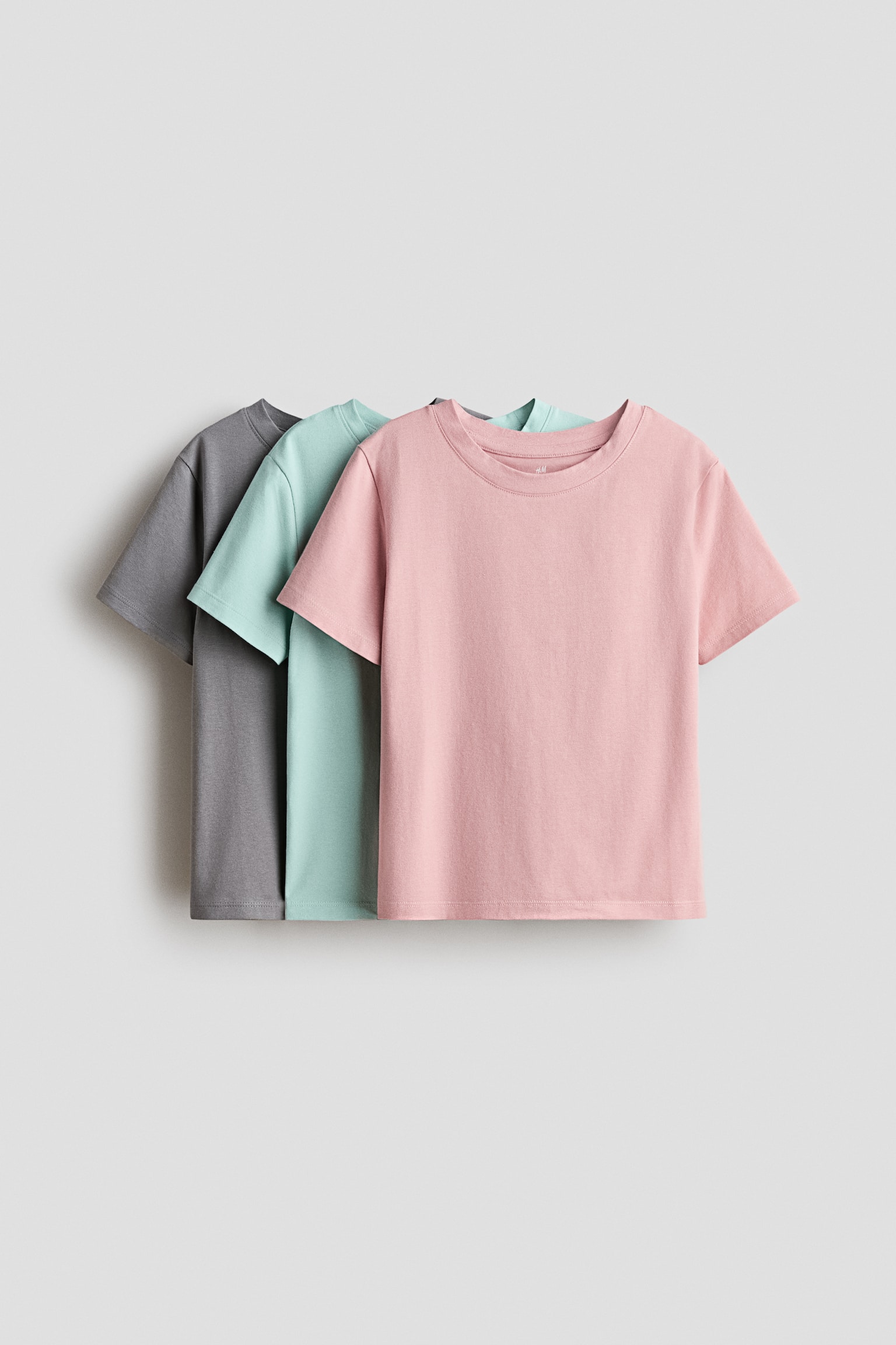 3-pack cotton tops - Light green/Light pink/Light pink/White/Light blue