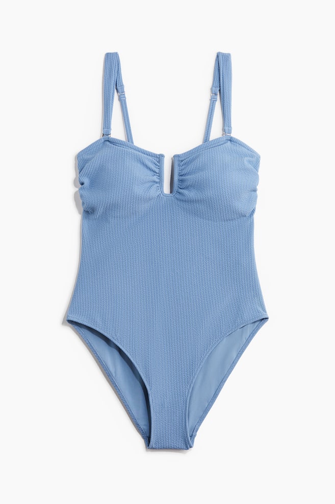 Maillot de bain bandeau paddé - Bleu/Bleu/motif - 1