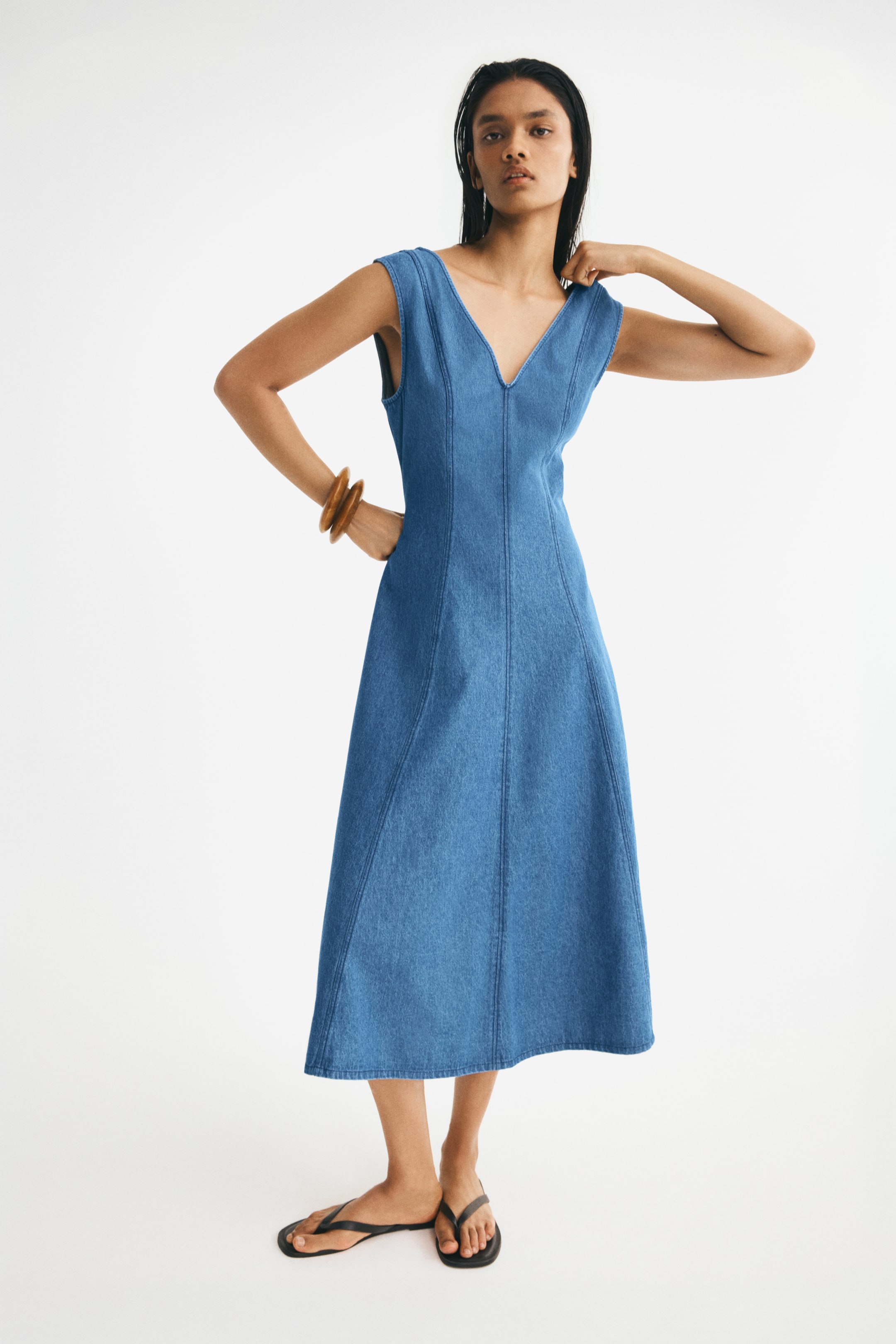 View larger image: Flared denim dress - Denim blue - Ladies | H&M IN 1