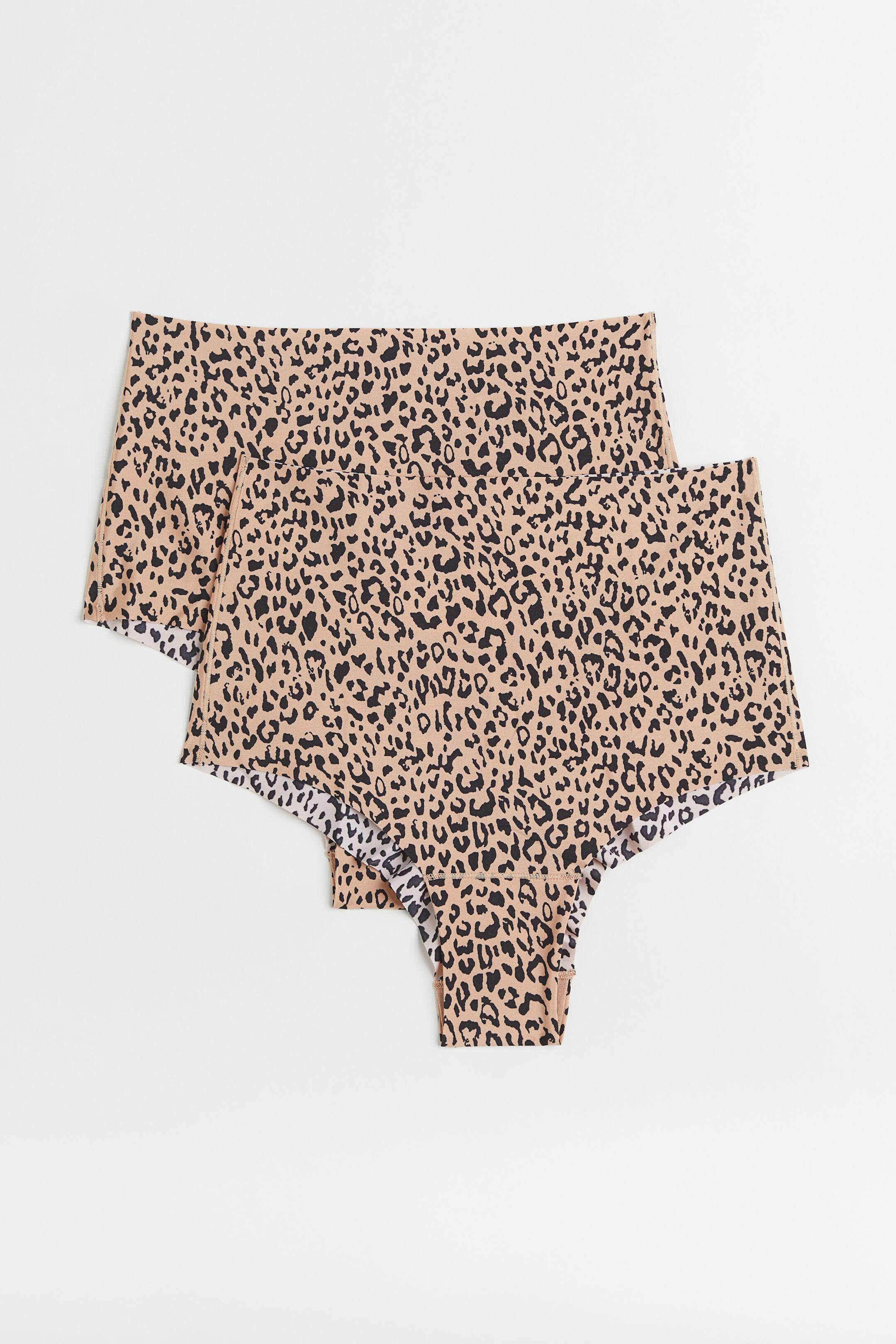 2-pack no-show light shaping briefs - Beige/leopard print - Ladies | H&M PH
