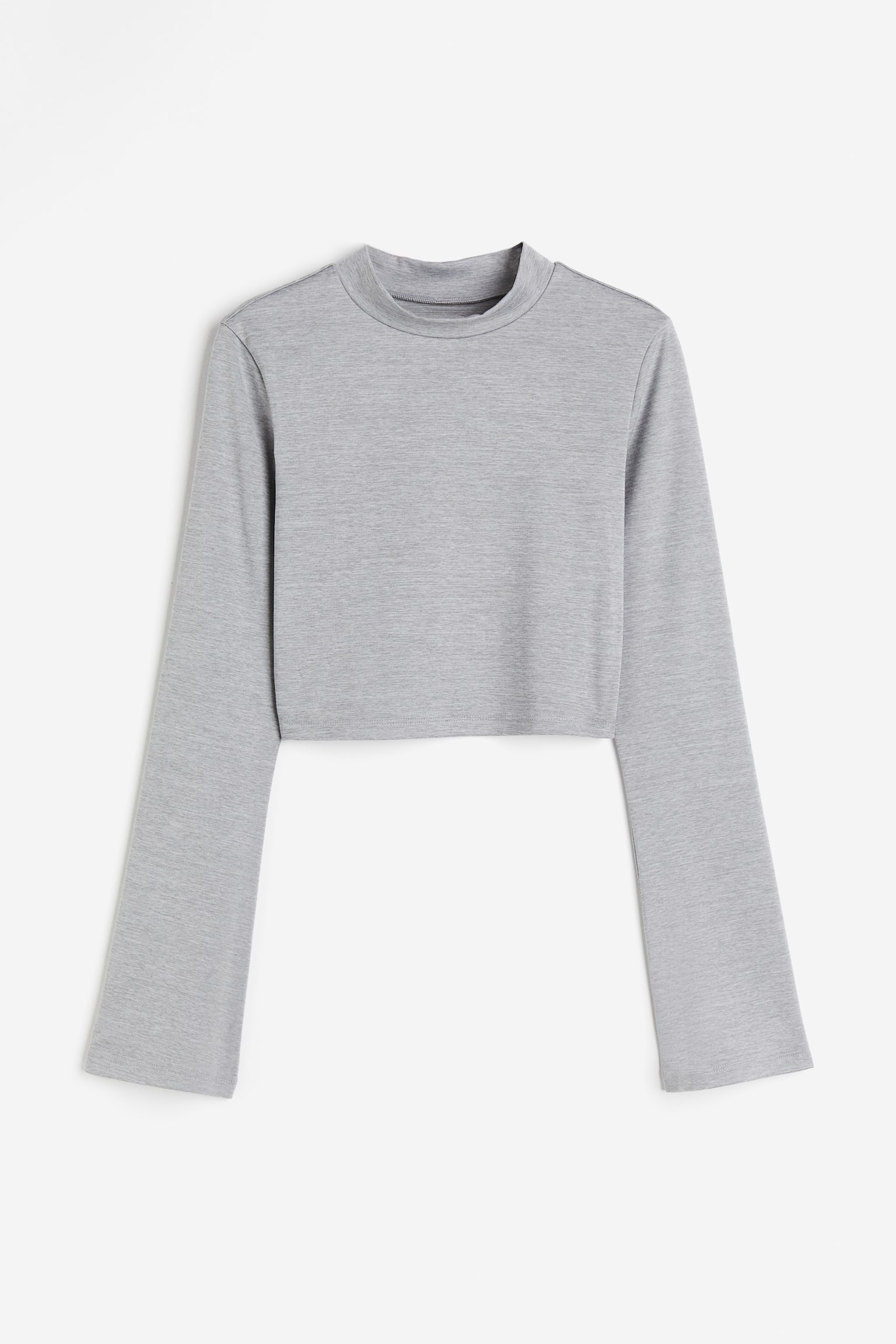 Cropped sports top in SoftMove™ - Light grey marl - 1