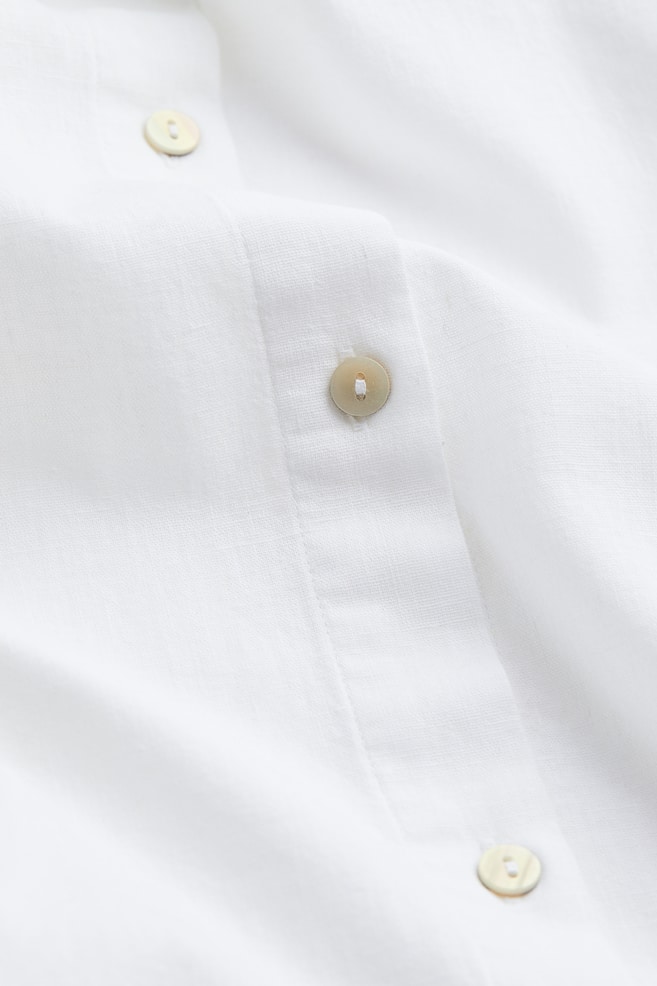 Skjorte i hørblanding - Hvid/Lyslilla/Stribet - 7
