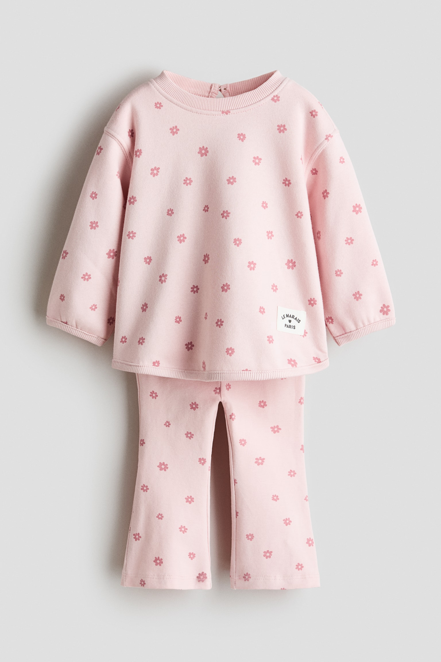 2-piece printed set - Light pink/Floral/Light beige/Leopard print