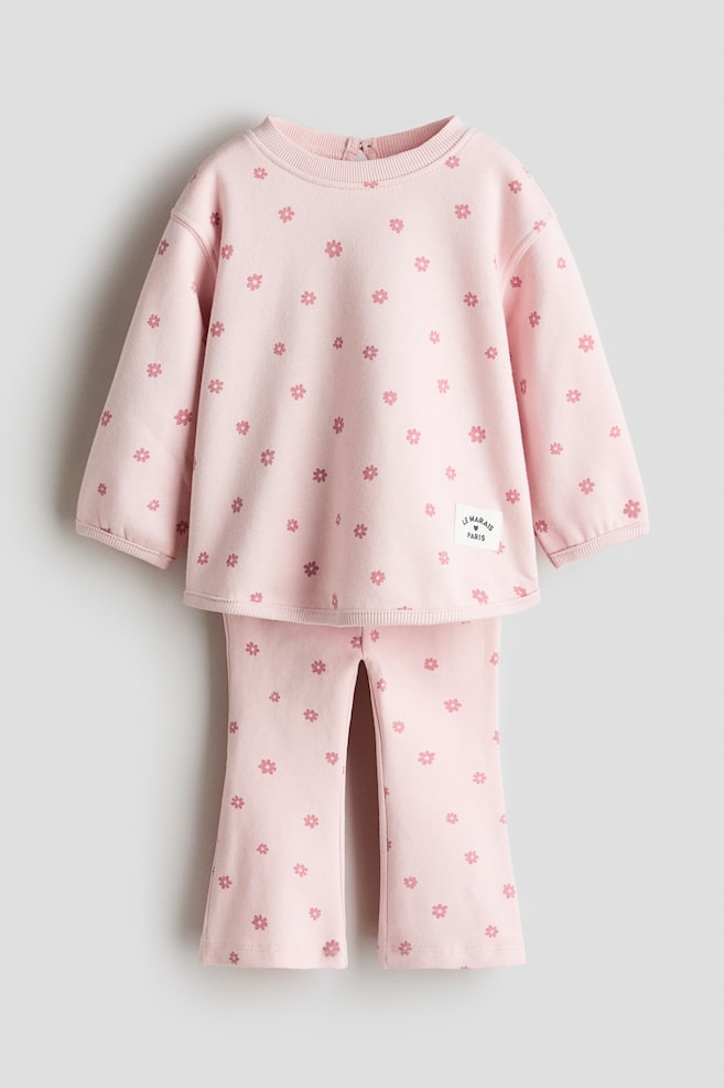 Set 2 pezzi con stampa - Rosa chiaro/fiori/Beige chiaro/leopardato - 1