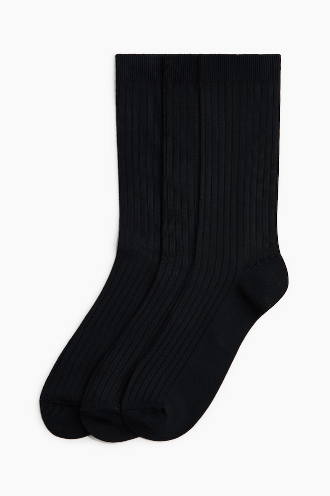 3er-Pack Socken aus Bambus/Viskose - Schwarz/Hellgraumeliert/Mattblau - 1