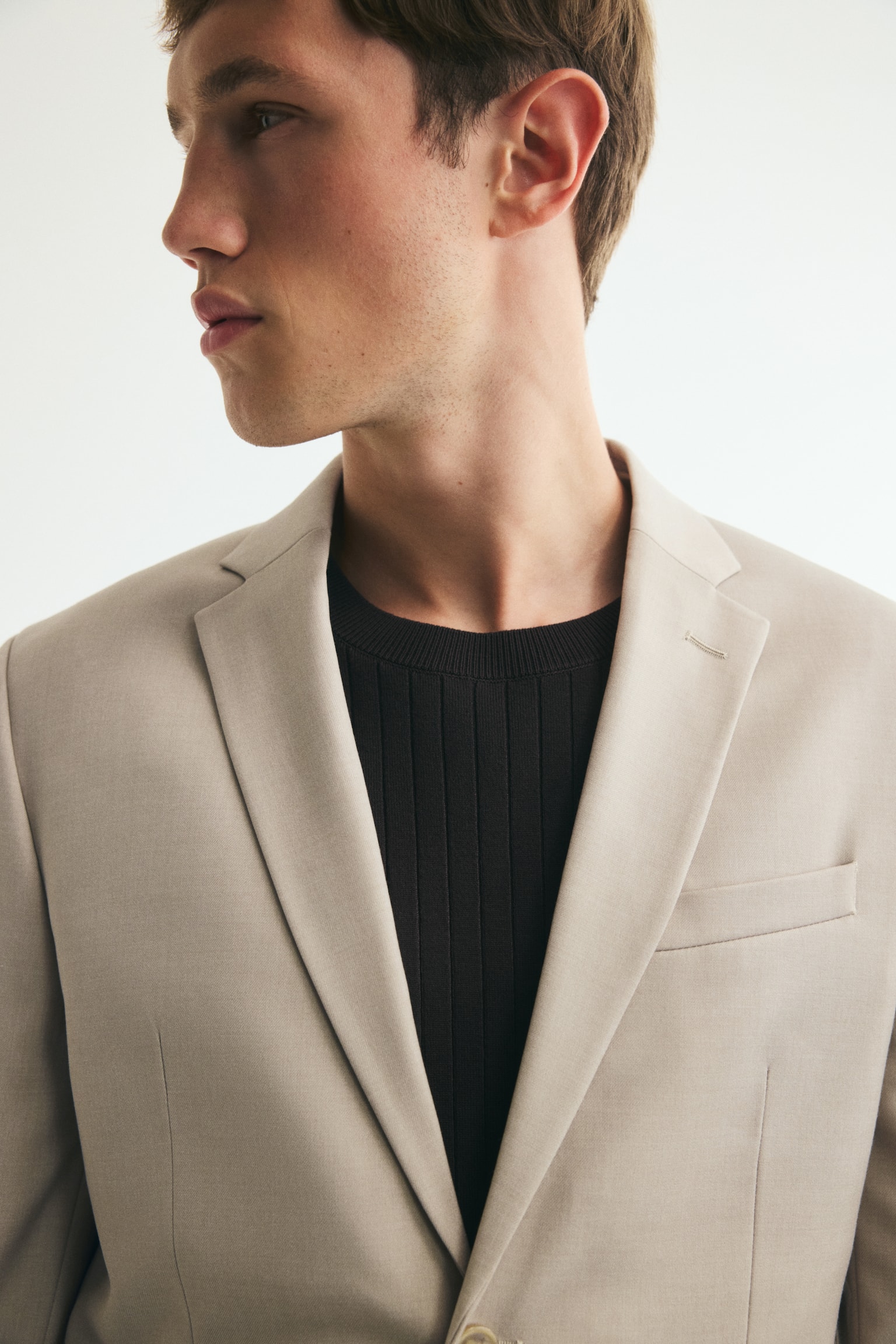 Мужская куртка H&M Slim-Fit, цвет: Бежевый — фото 7