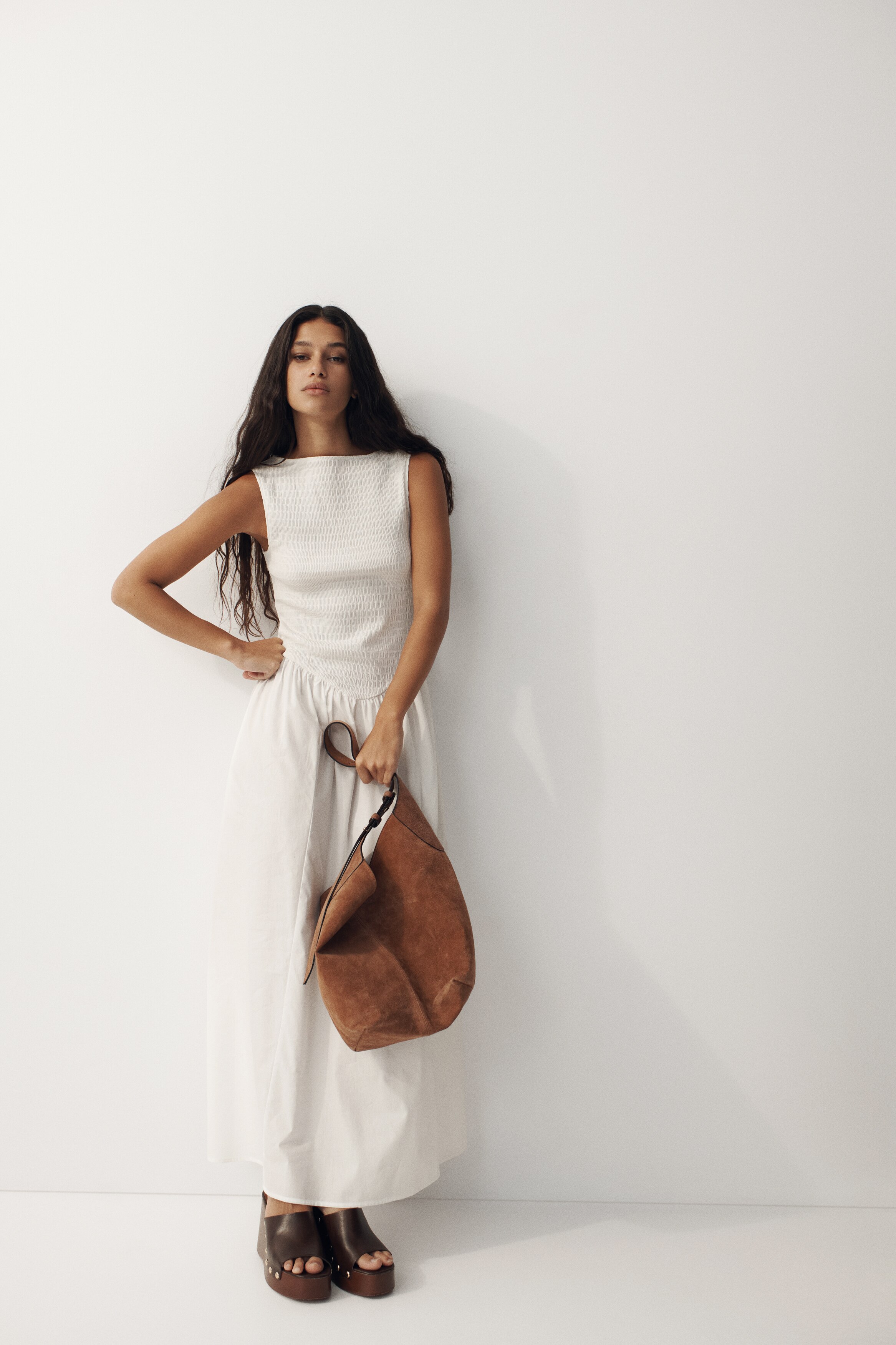 Women's White Boat-Neck Midi Dress | H&M US