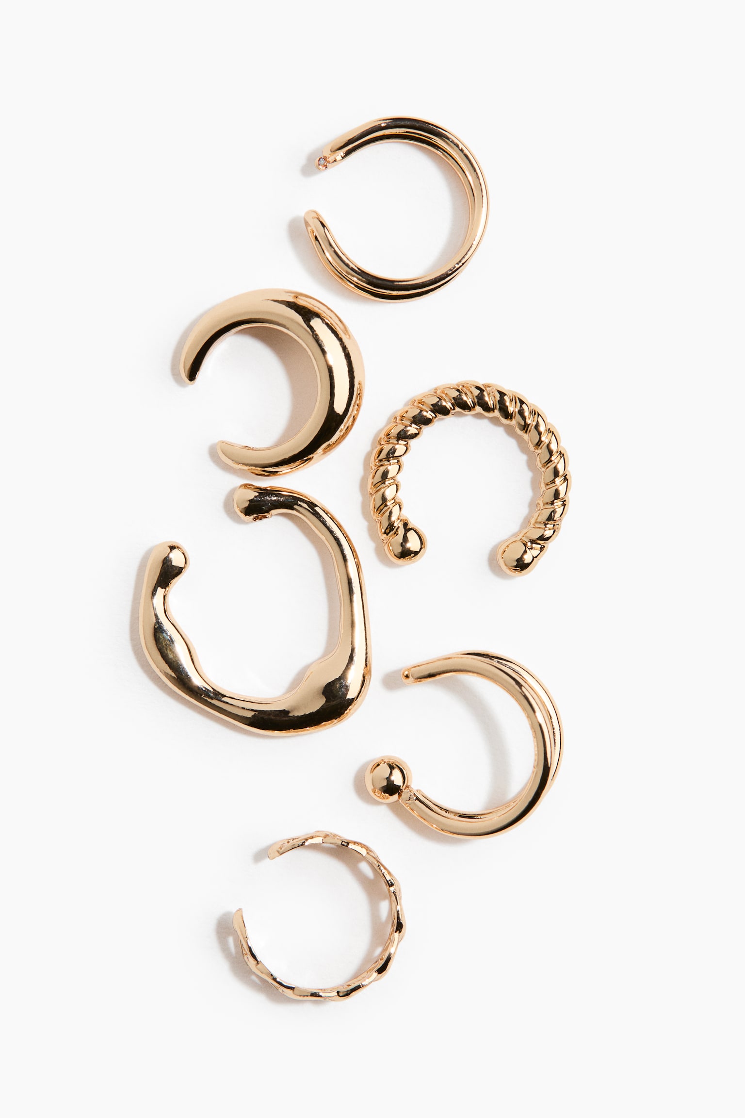 Женские серьги H&M 6-Pack Ear Cuffs, цвет: Золотой — фото 2