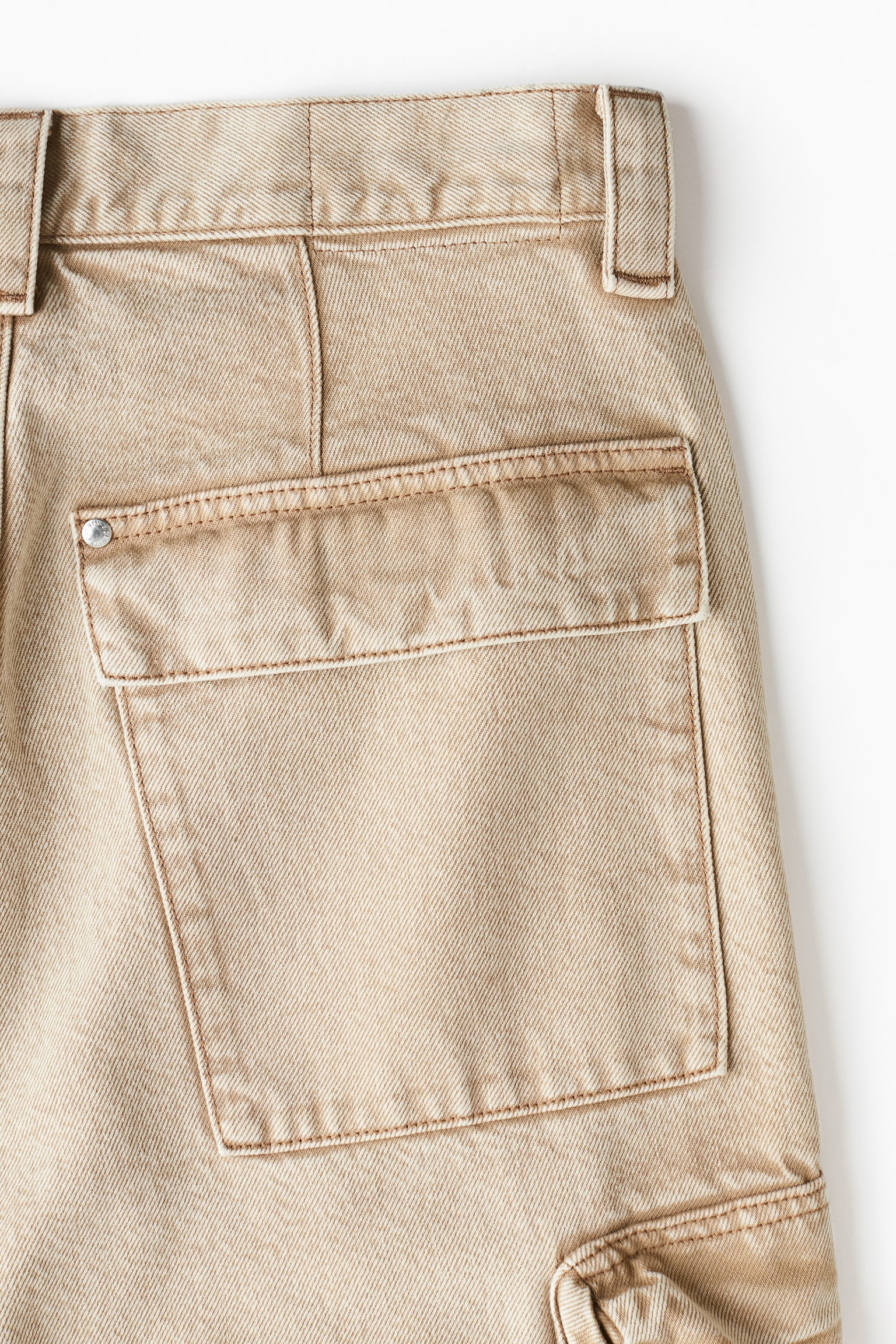 Bootcut Loose Cargo Jeans - Beige/Denim black/Dark denim grey - 4