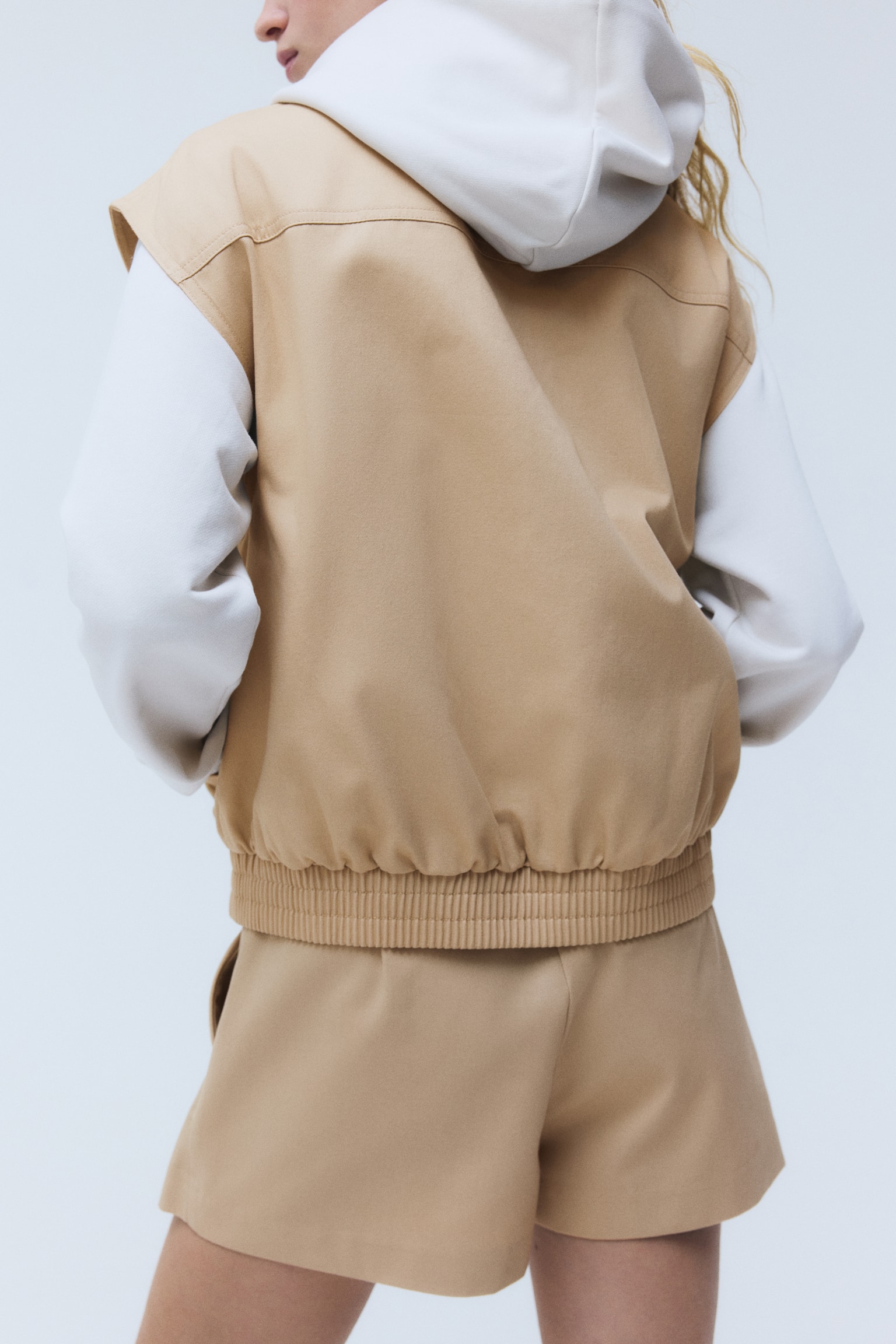 Collared cotton gilet - Beige - 5
