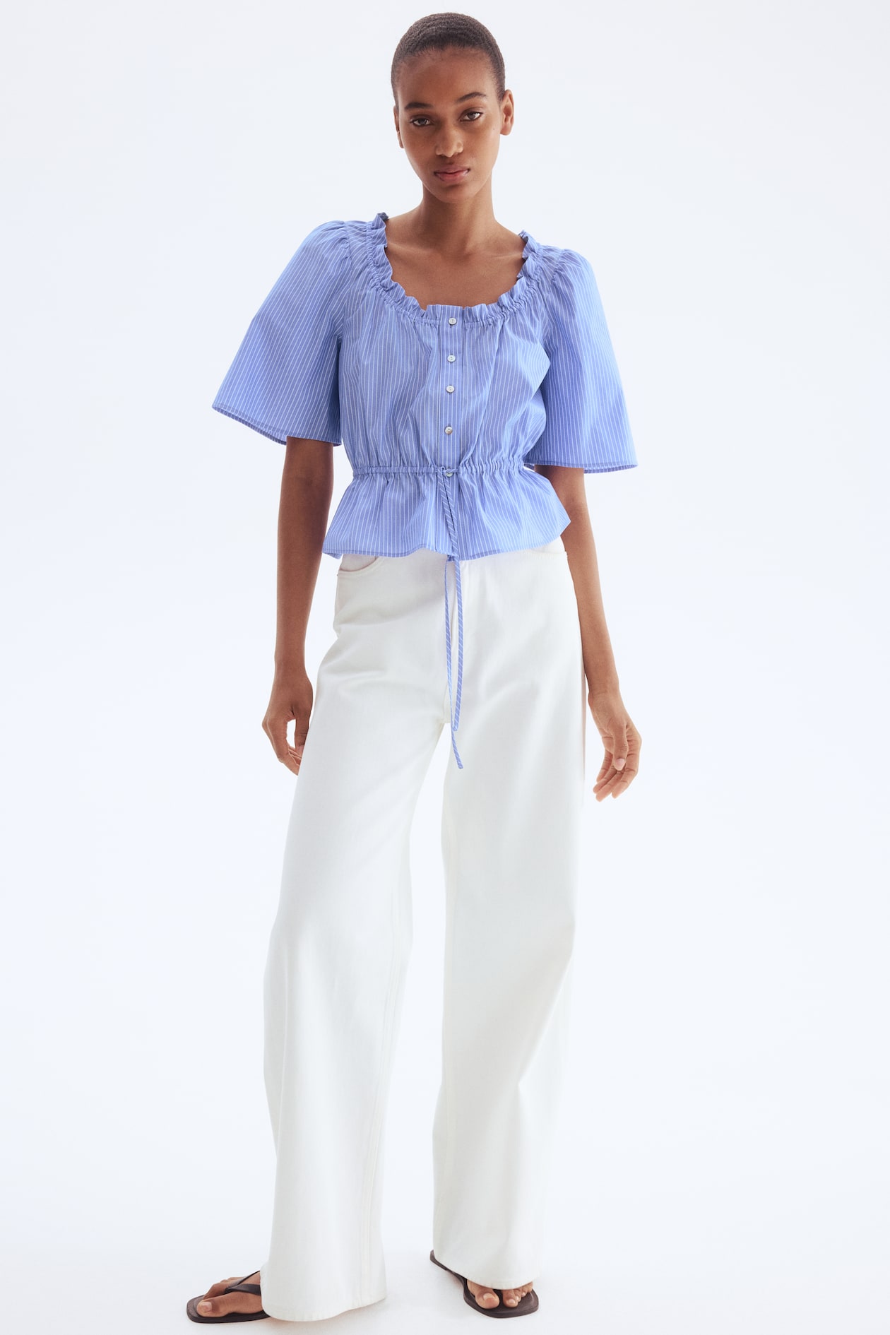 Ruffle-Trimmed Cotton Blouse - image 3