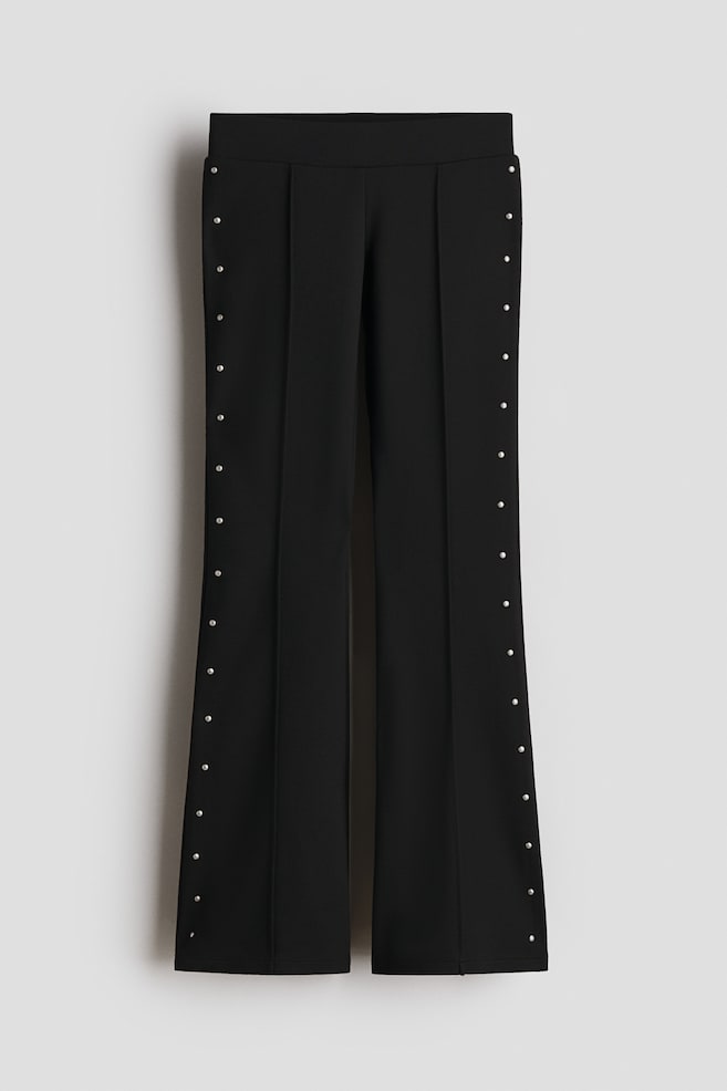 Studded Flared Leggings - Black - 1