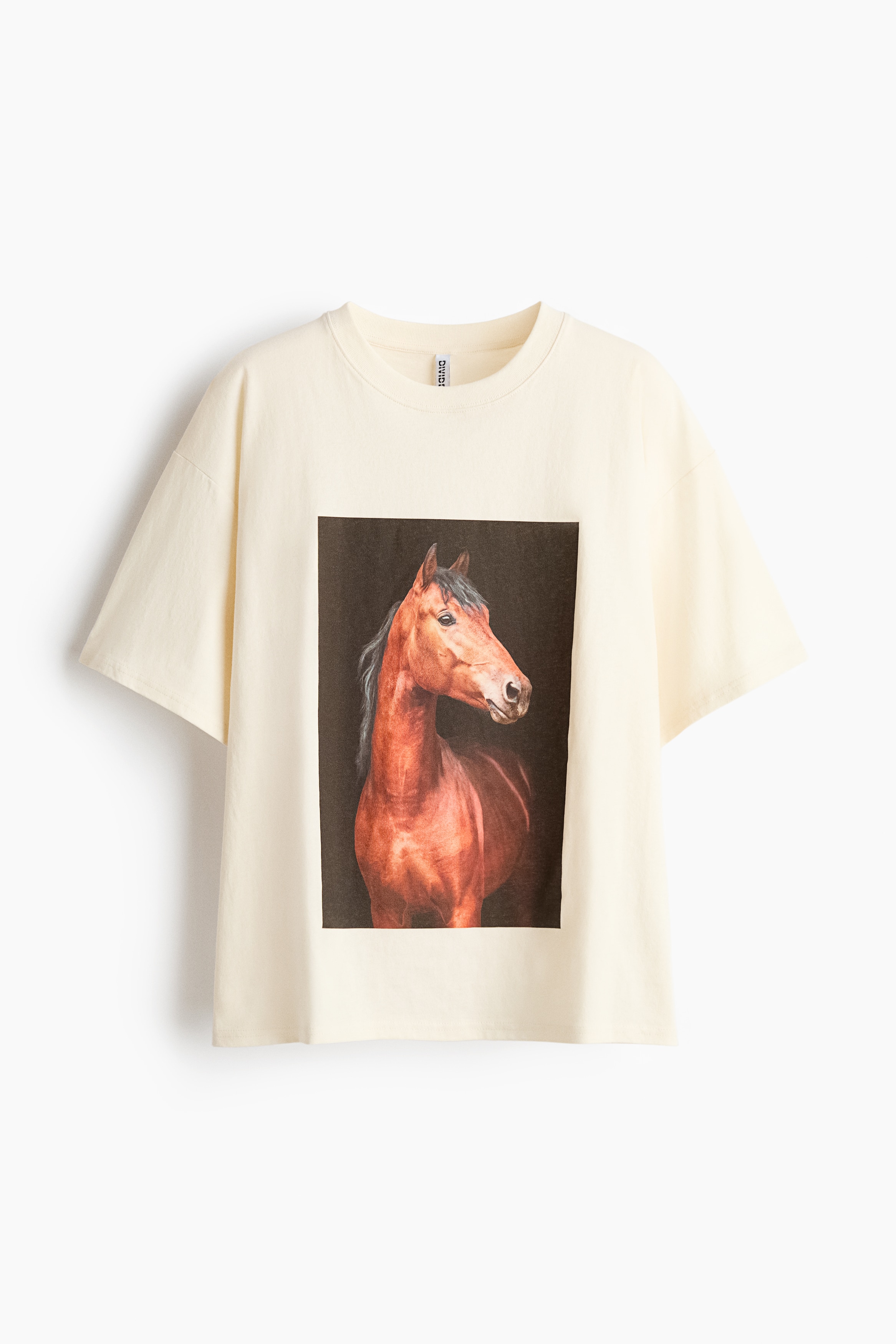 Oversized cotton T-shirt - Cream/Horse