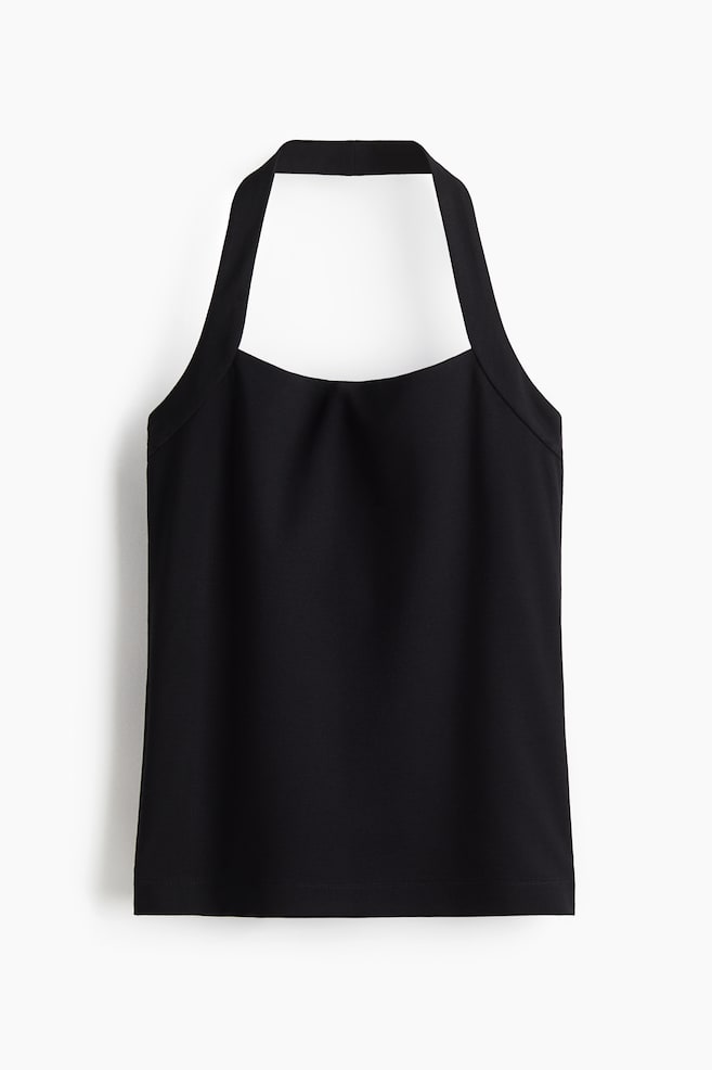 Halterneck vest top - Black/Dark brown/White - 1