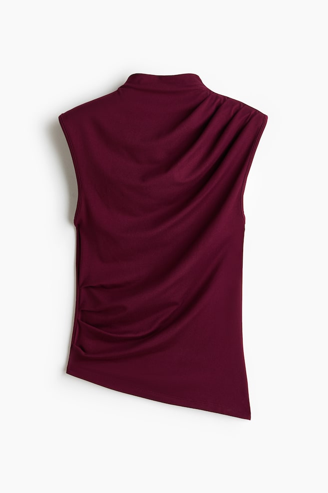 Draped Asymmetric Top - Burgundy/Black/Taupe - 1